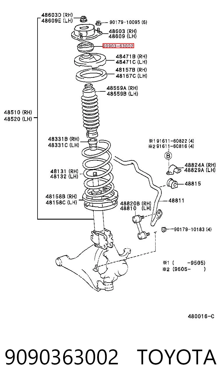 9090363002 Toyota Rodamiento, copela amortiguador delantero
