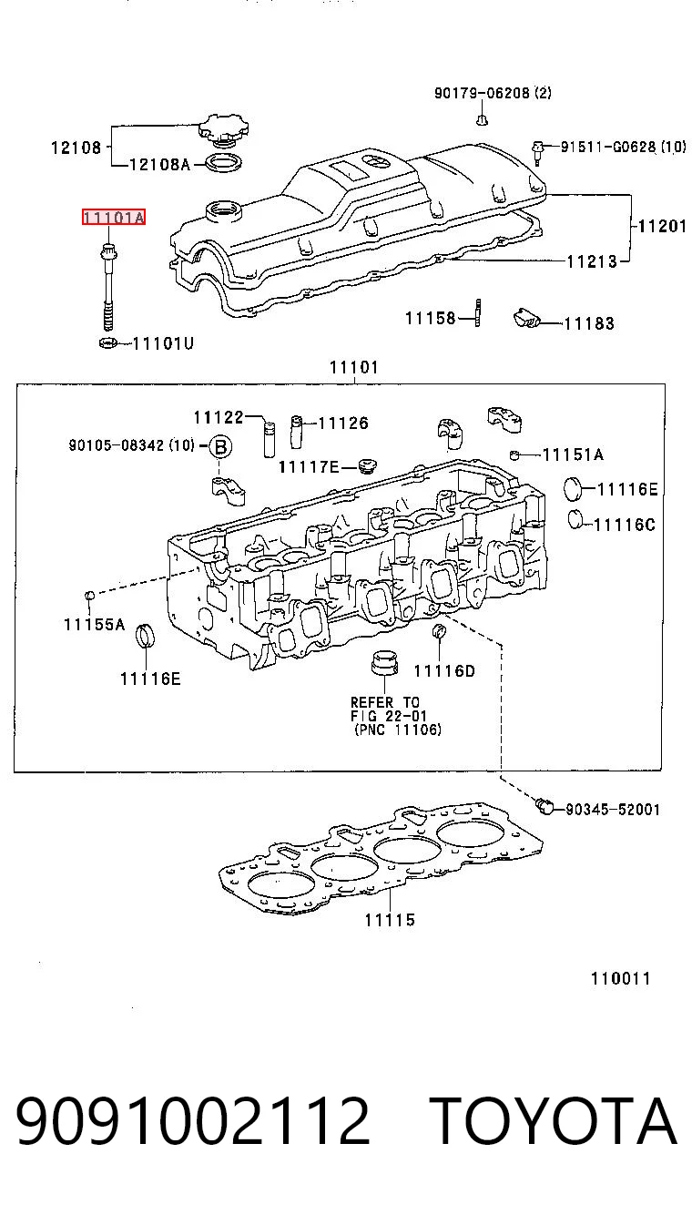 9091002112 Toyota Pernos de culata