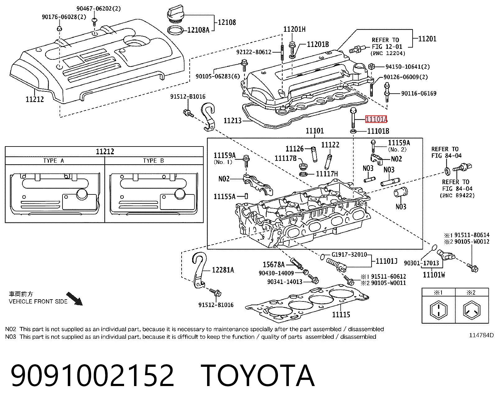 9091002152 Toyota Pernos de culata