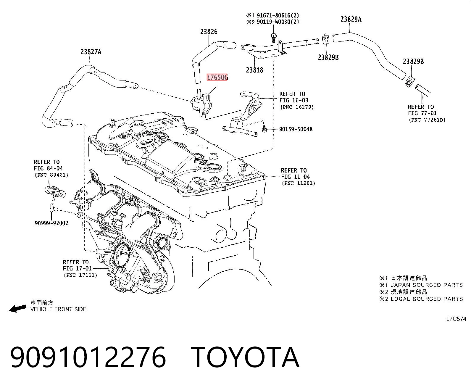 9091012276 Toyota Válvula de la bomba de vacío