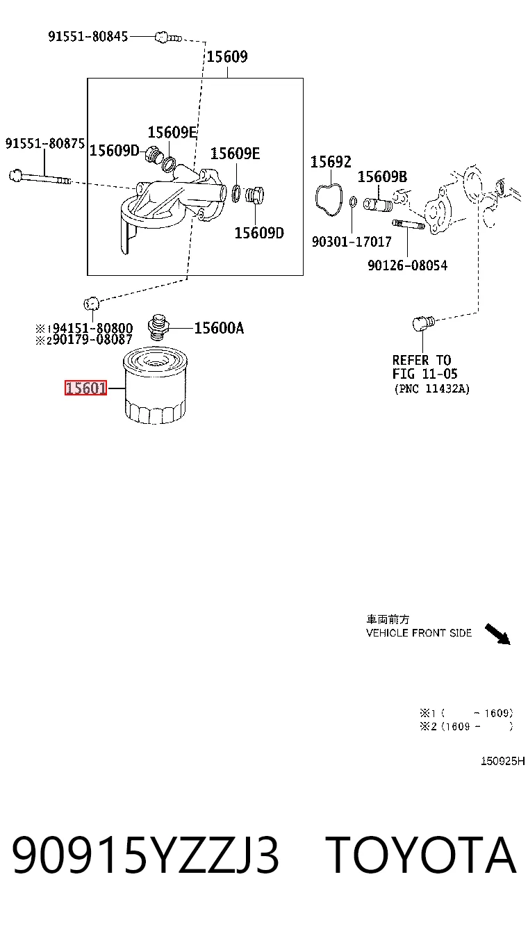 90915YZZJ3 Toyota Filtro aceite