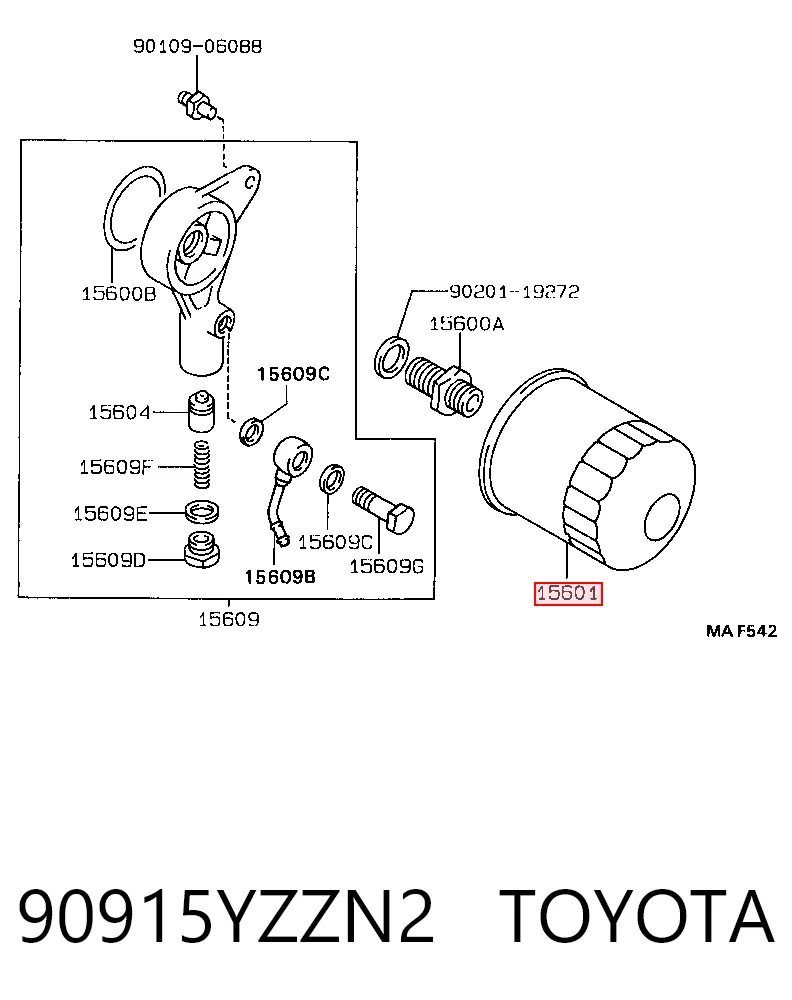 90915YZZN2 Toyota Filtro aceite