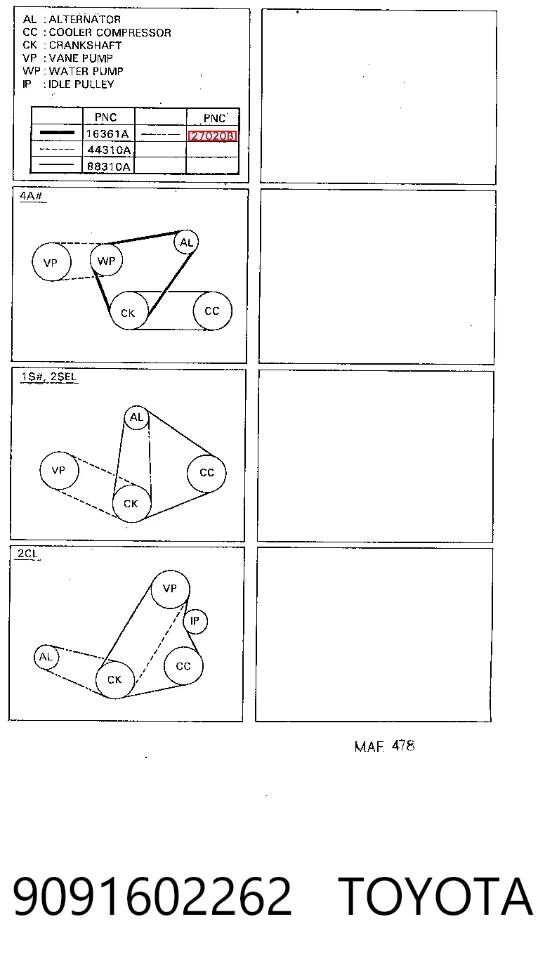 9091602262 Toyota Correa poly v