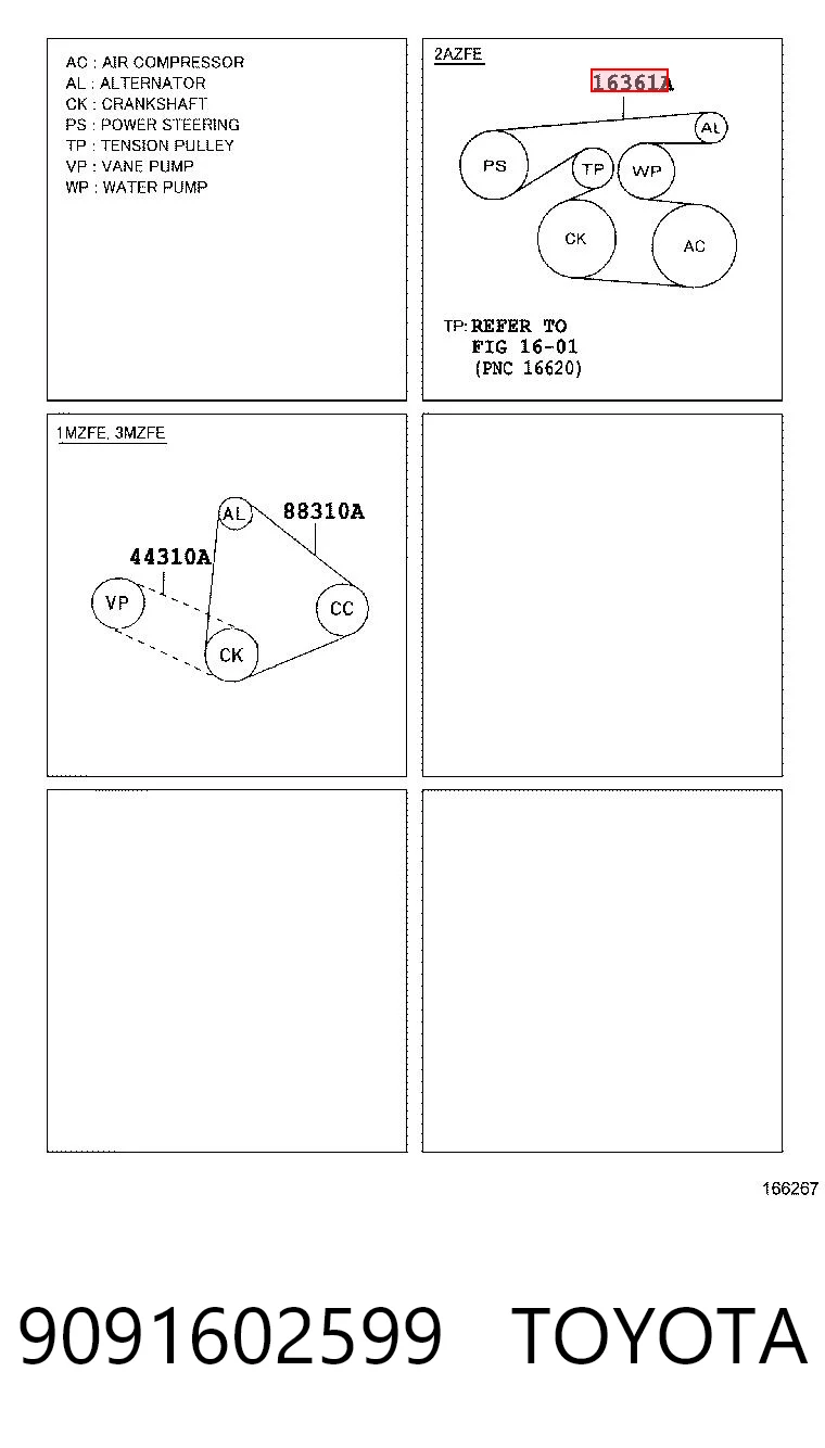 9091602599 Toyota Correa poly v