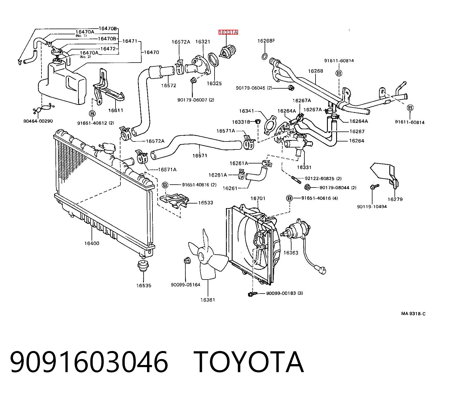 9091603046 Toyota Termostato de agua