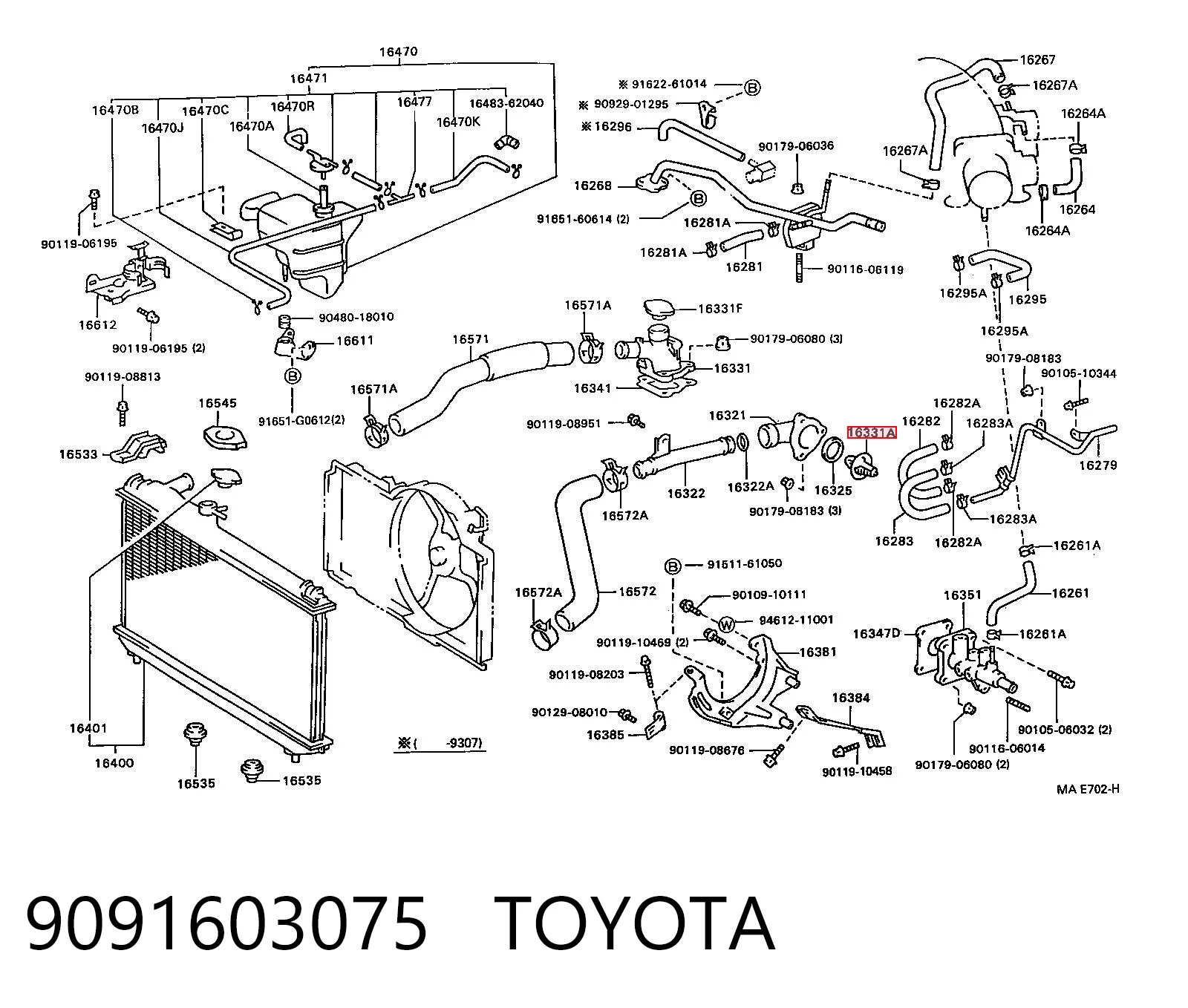 9091603075 Toyota Termostato de agua