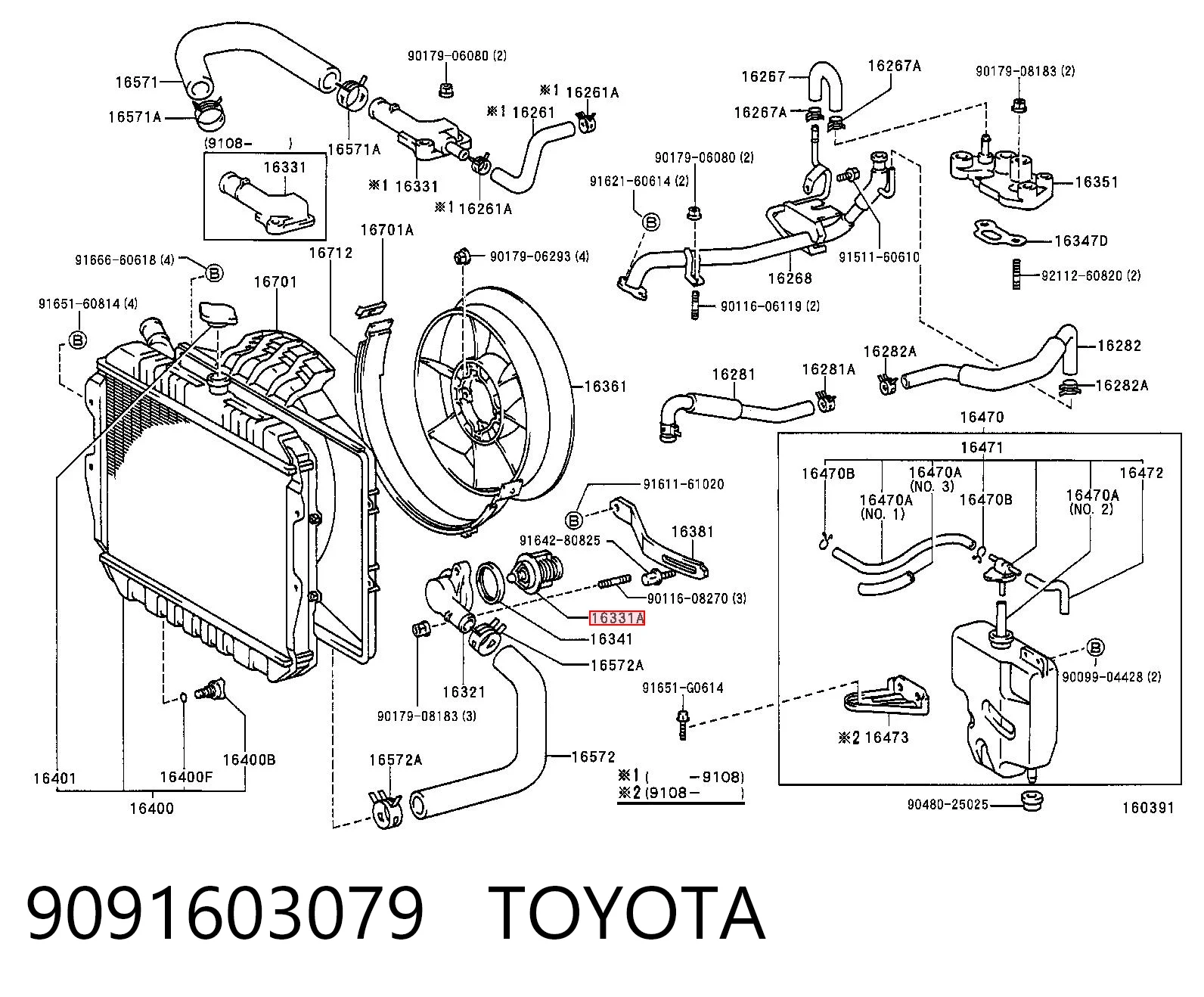 9091603079 Toyota Termostato de agua