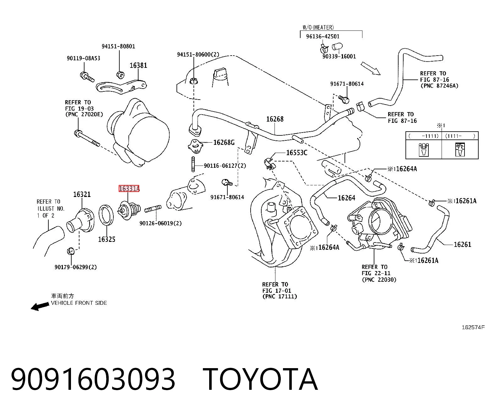 9091603093 Toyota Termostato de agua