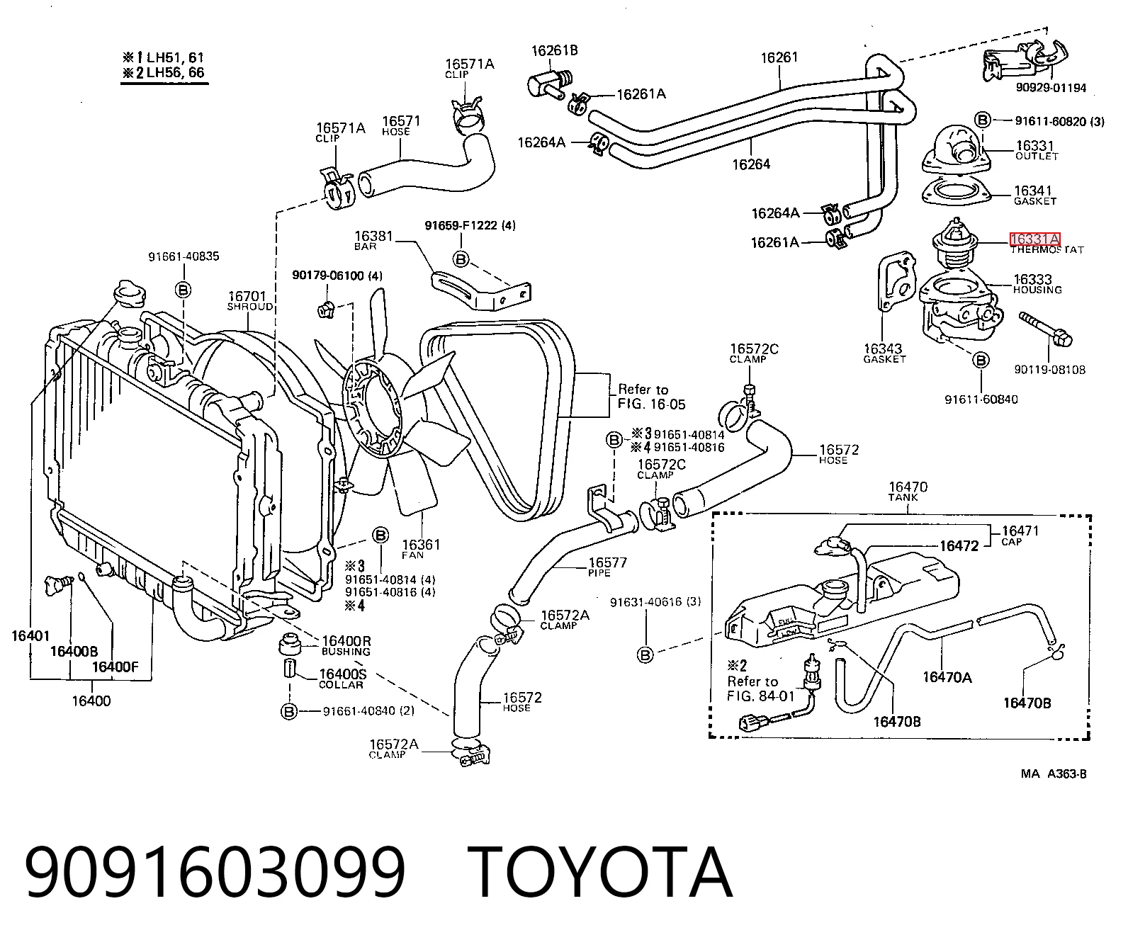 9091603099 Toyota Termostato de agua