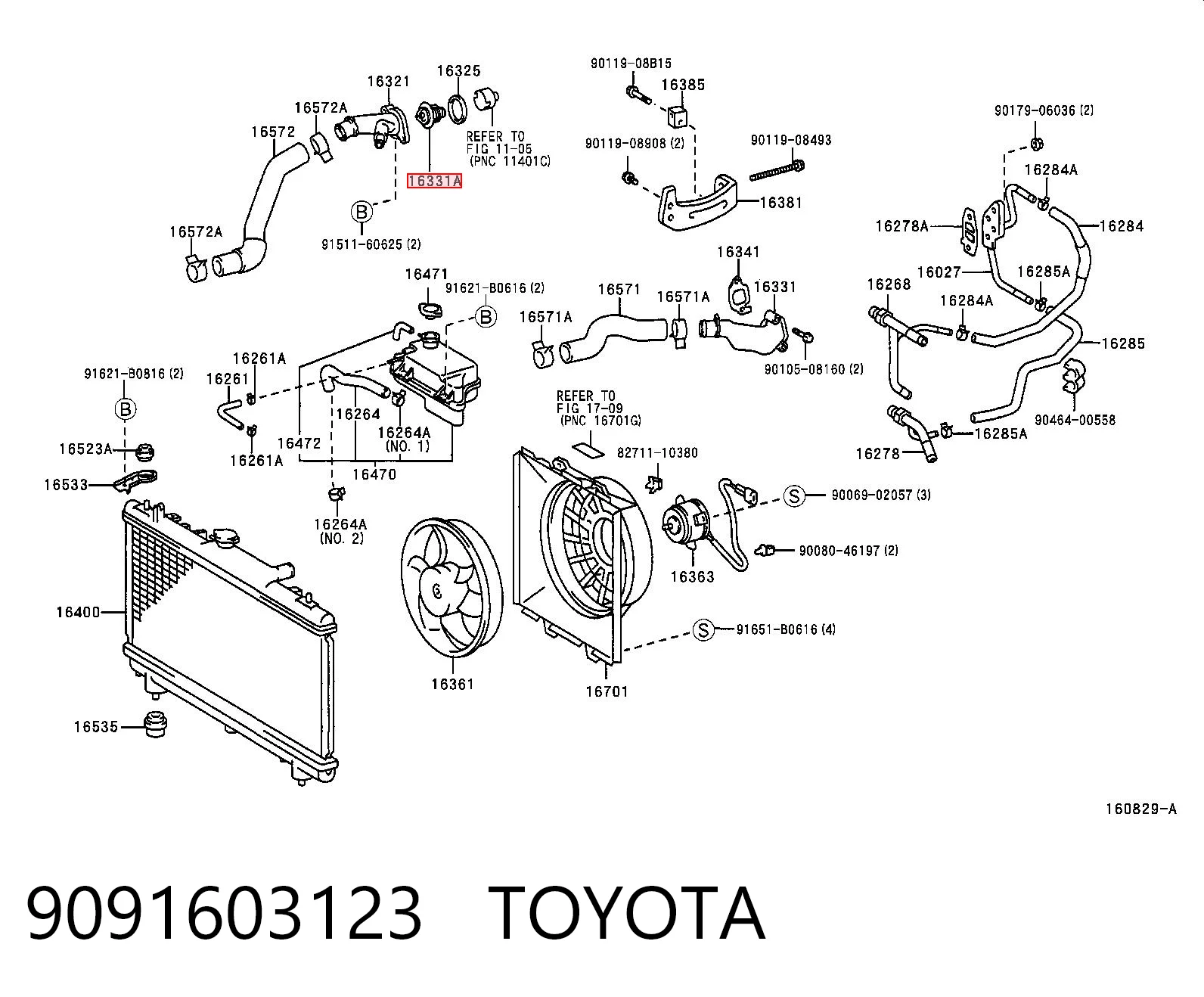 9091603123 Toyota Termostato de agua