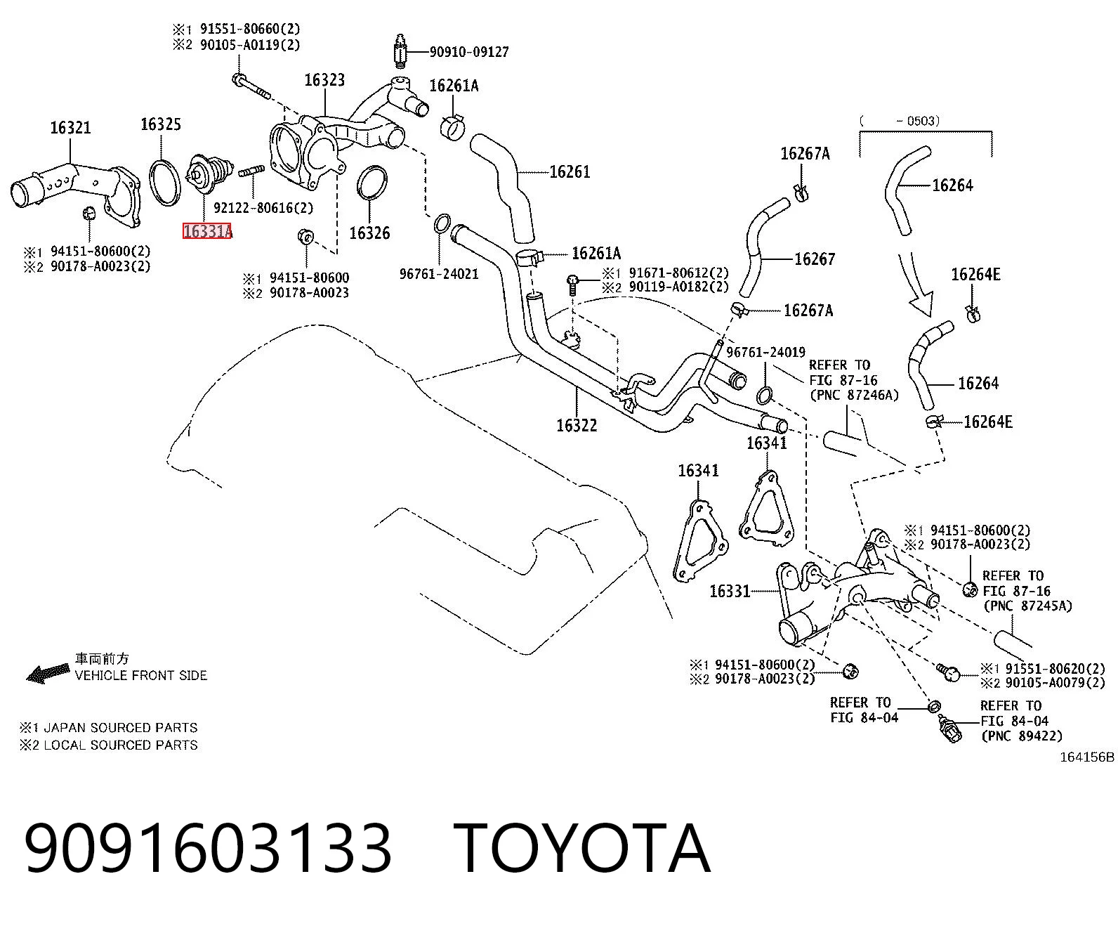 9091603133 Toyota Termostato de agua