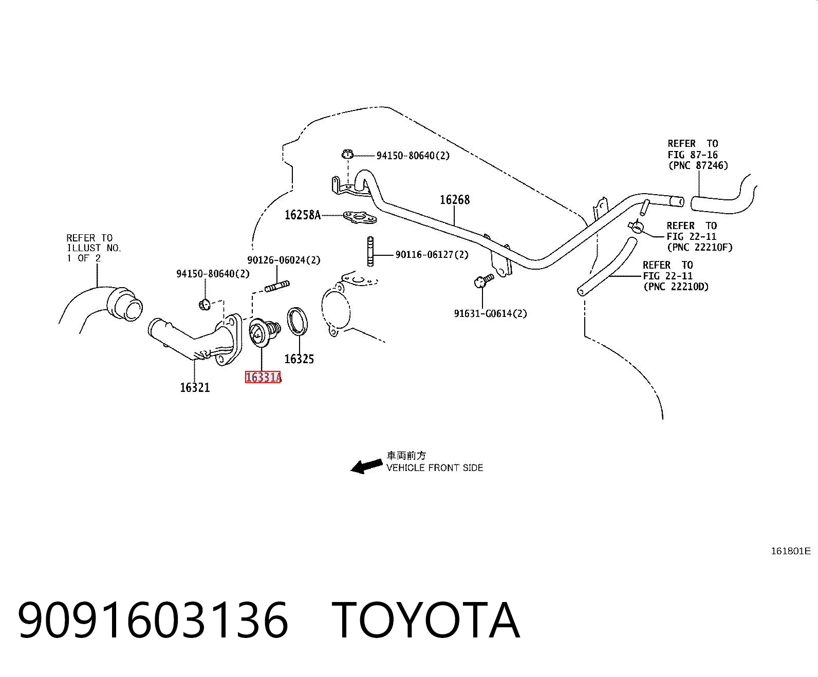 9091603136 Toyota Termostato de agua