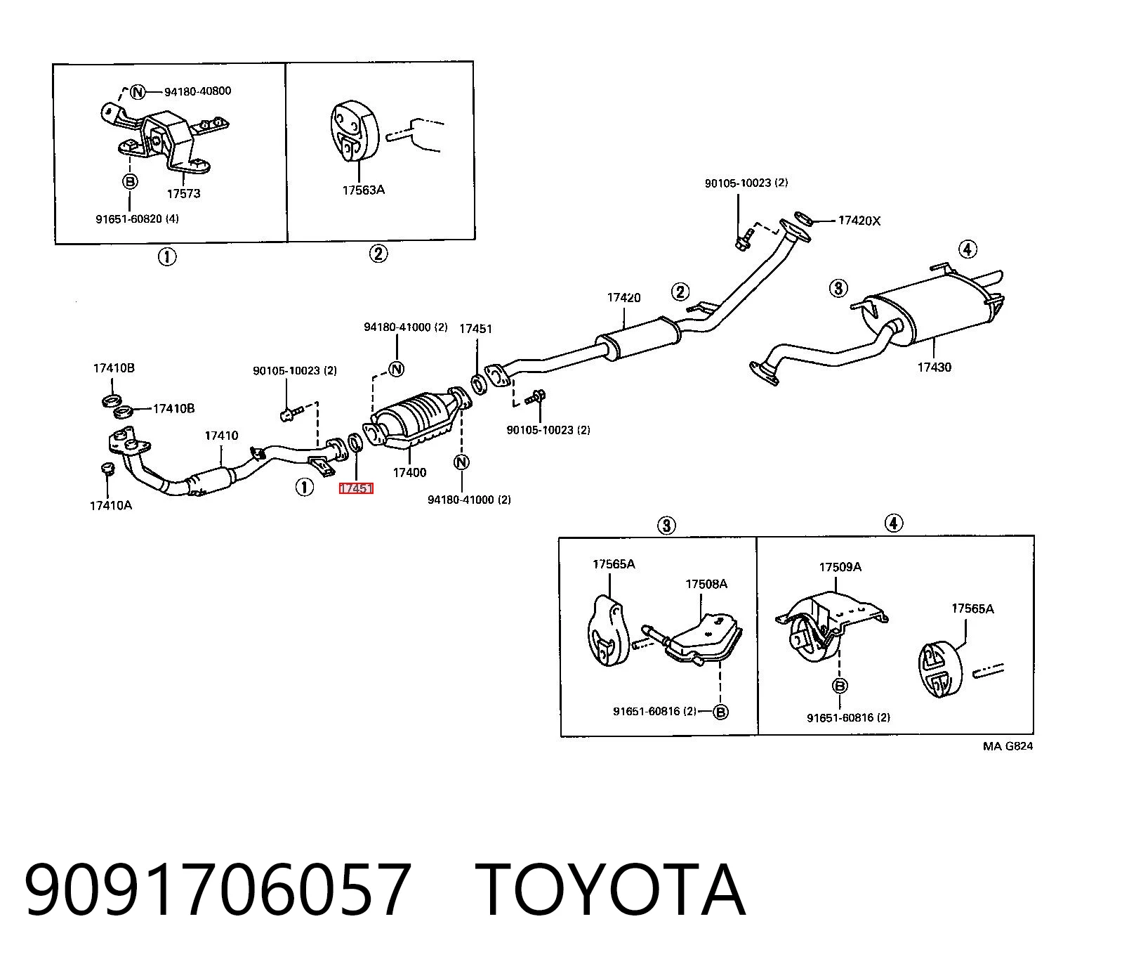 9091706057 Toyota Junta de montaje del silenciador