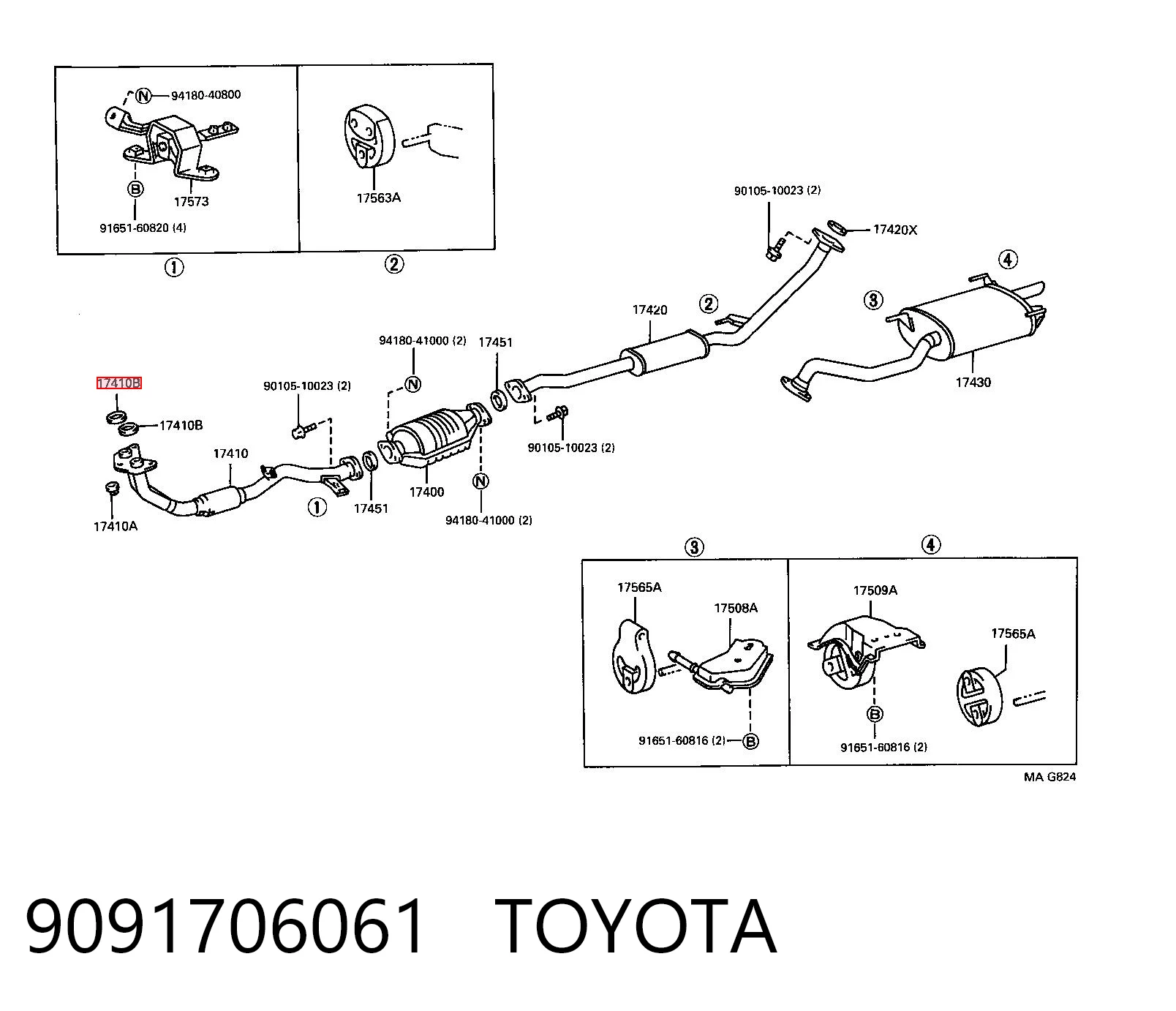 9091706061 Toyota Anillo de la tubería de admisión del silenciador