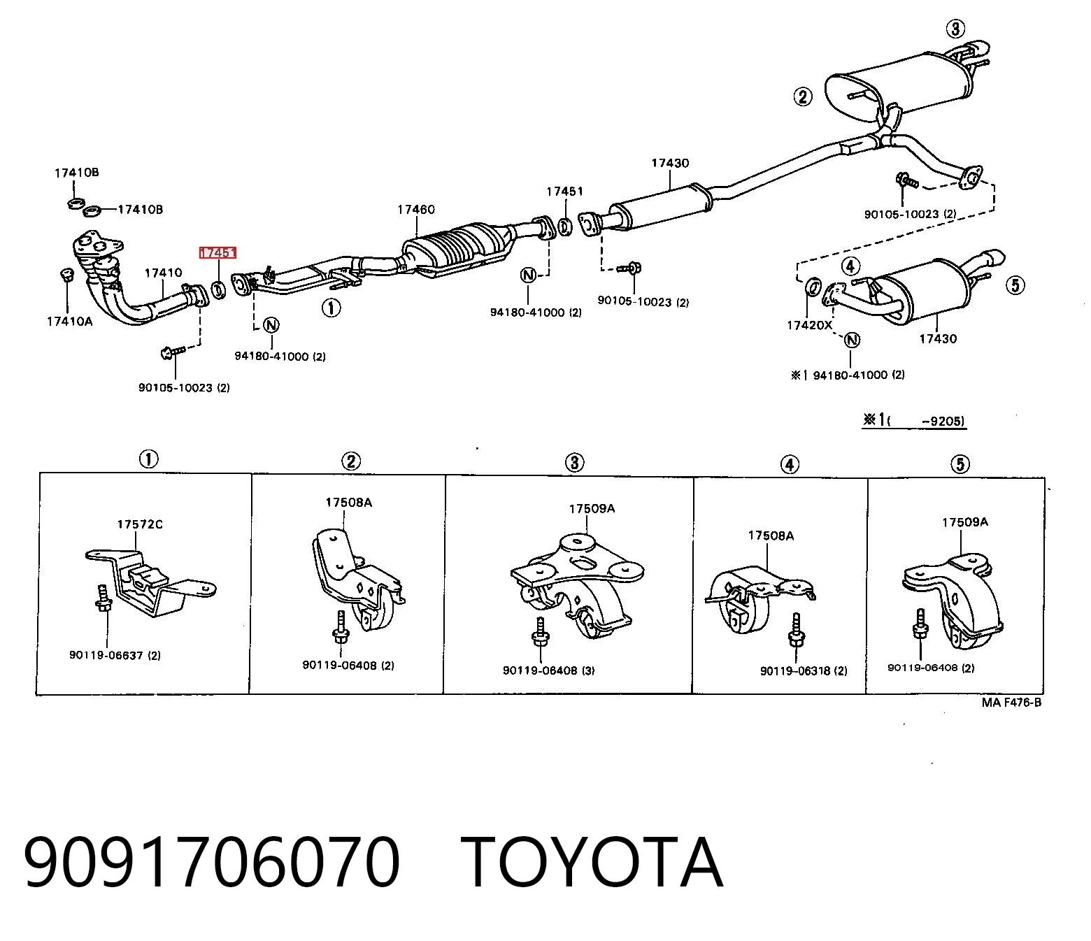 Junta de tubo de escape silenciador Lexus IS  (E2)