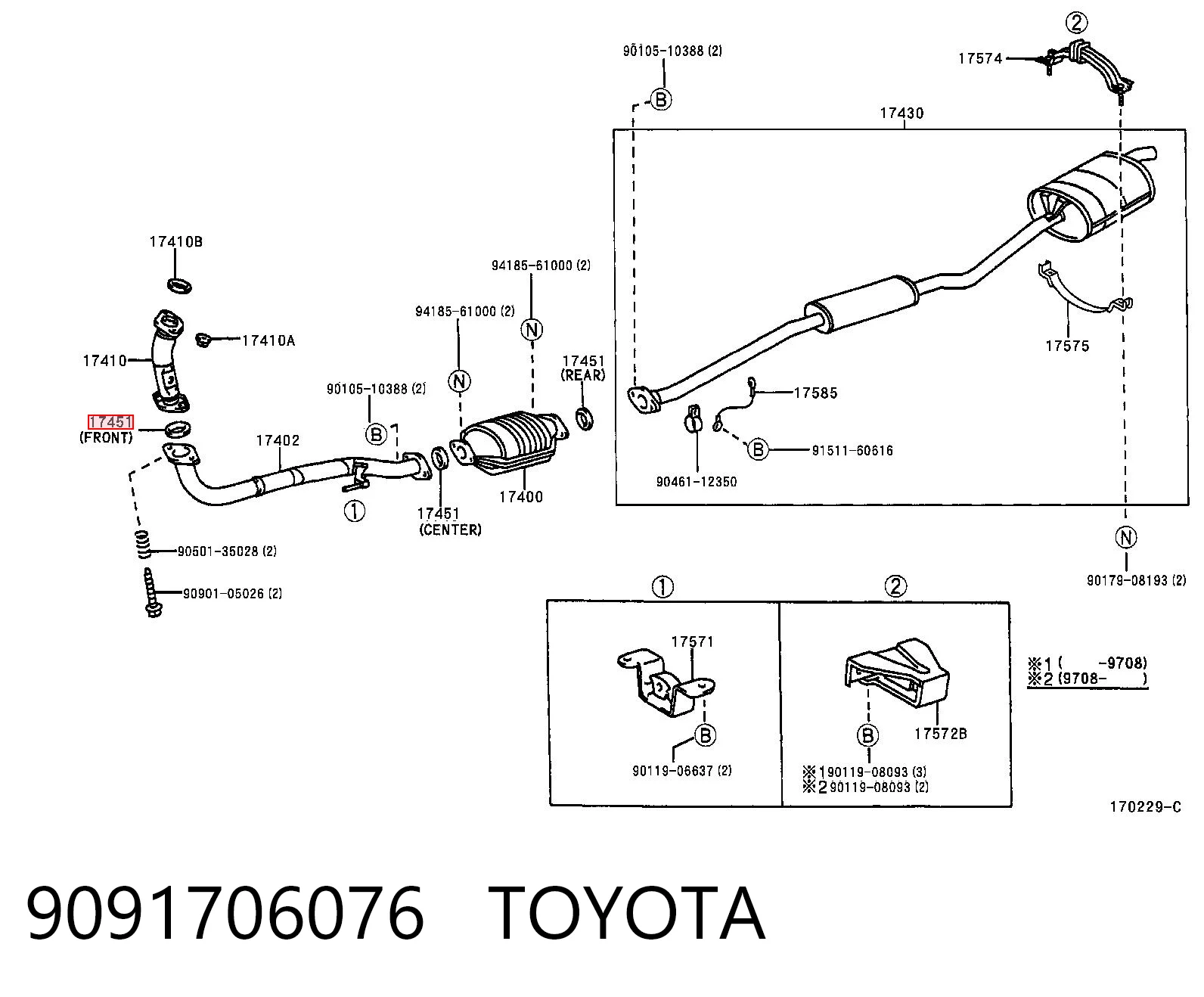 9091706076 Toyota Junta de sistema de escape