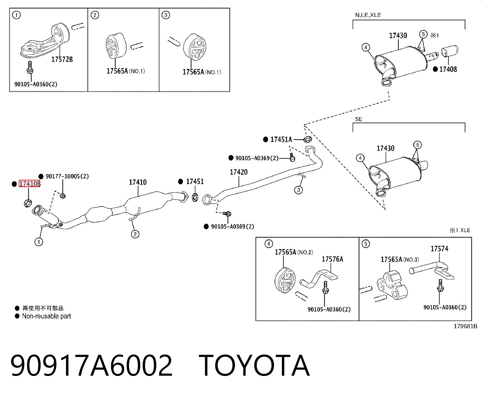 90917A6002 Toyota Junta de sistema de escape