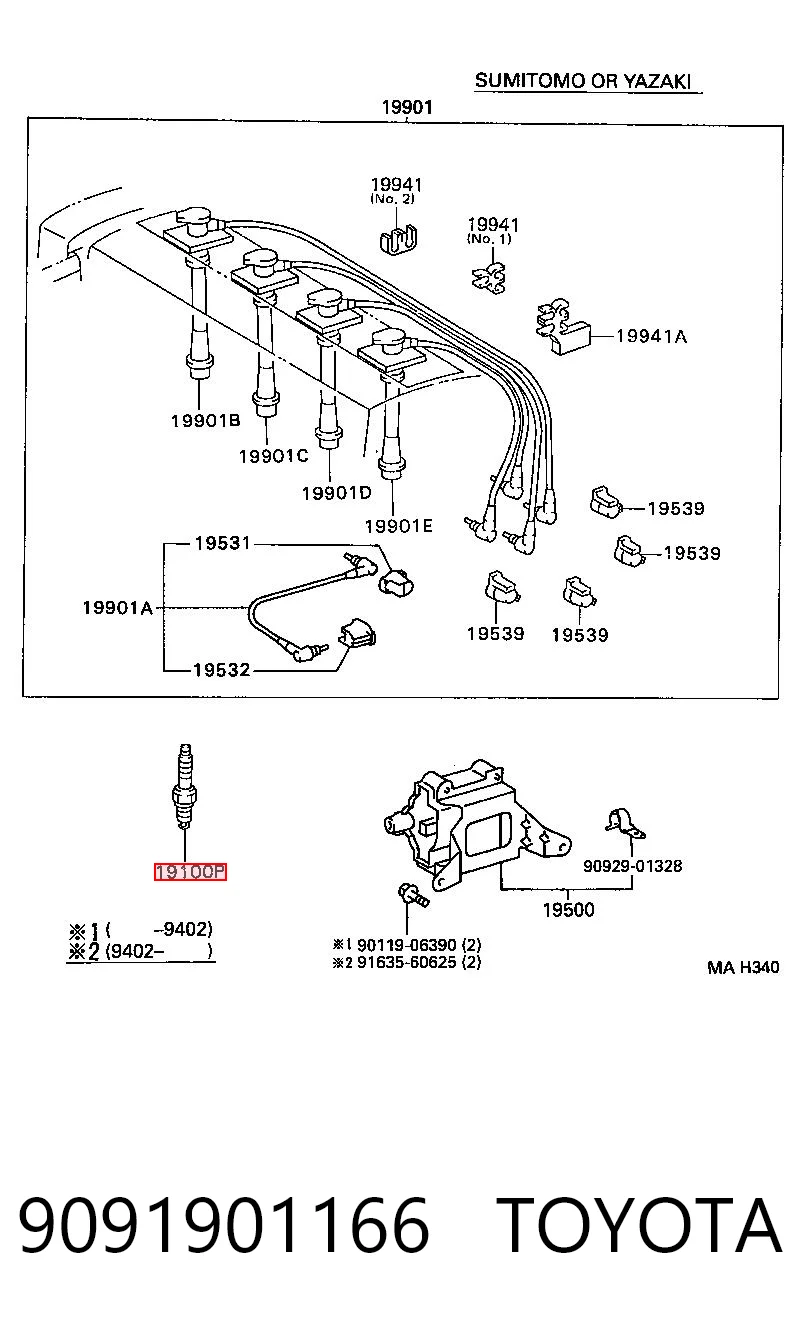 Bujía de encendido TOYOTA 9091901166