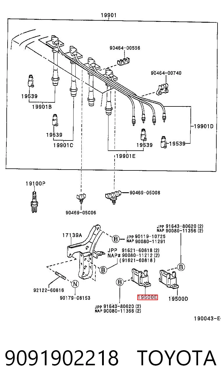 9091902218 Toyota Bobina de ignición