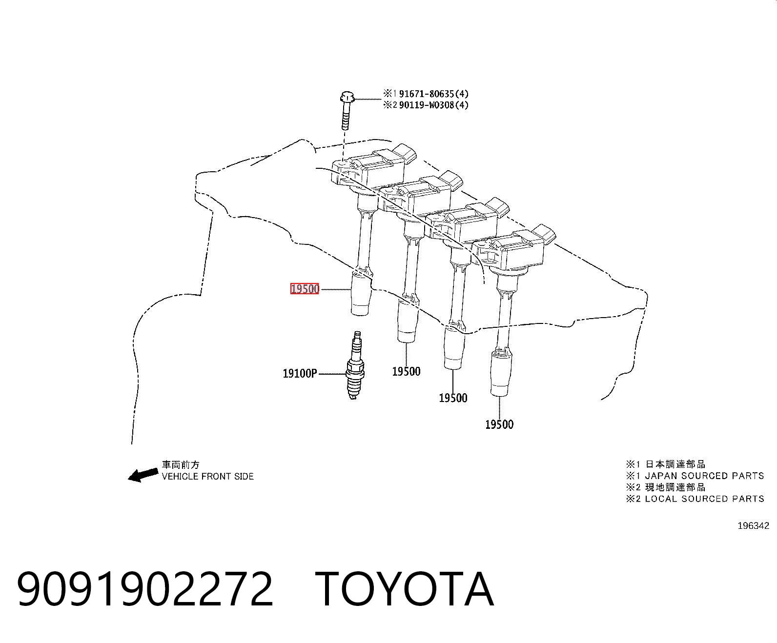9091902272 Toyota Bobina de ignición