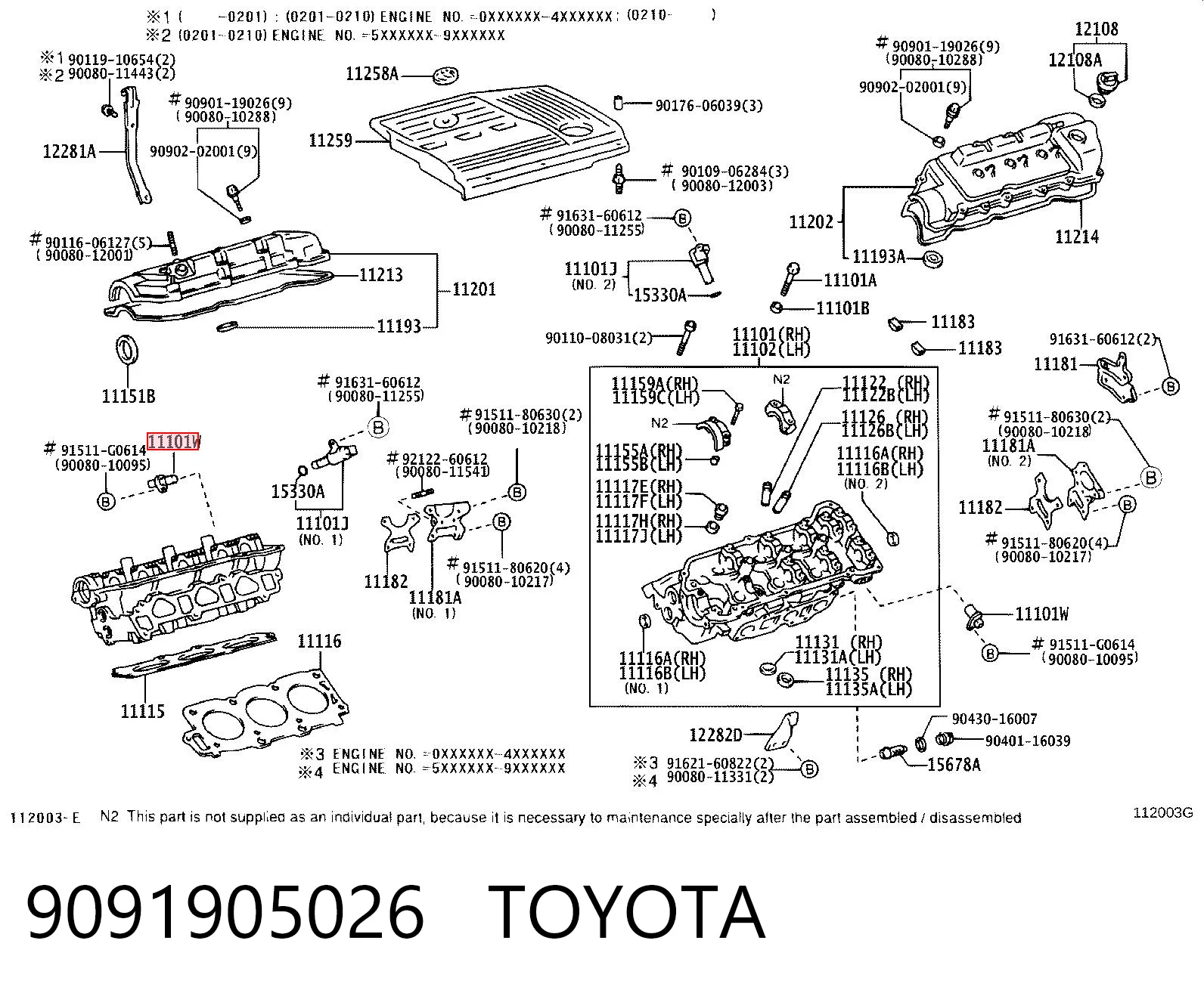9091905026 Toyota Sensor posición arbol de levas