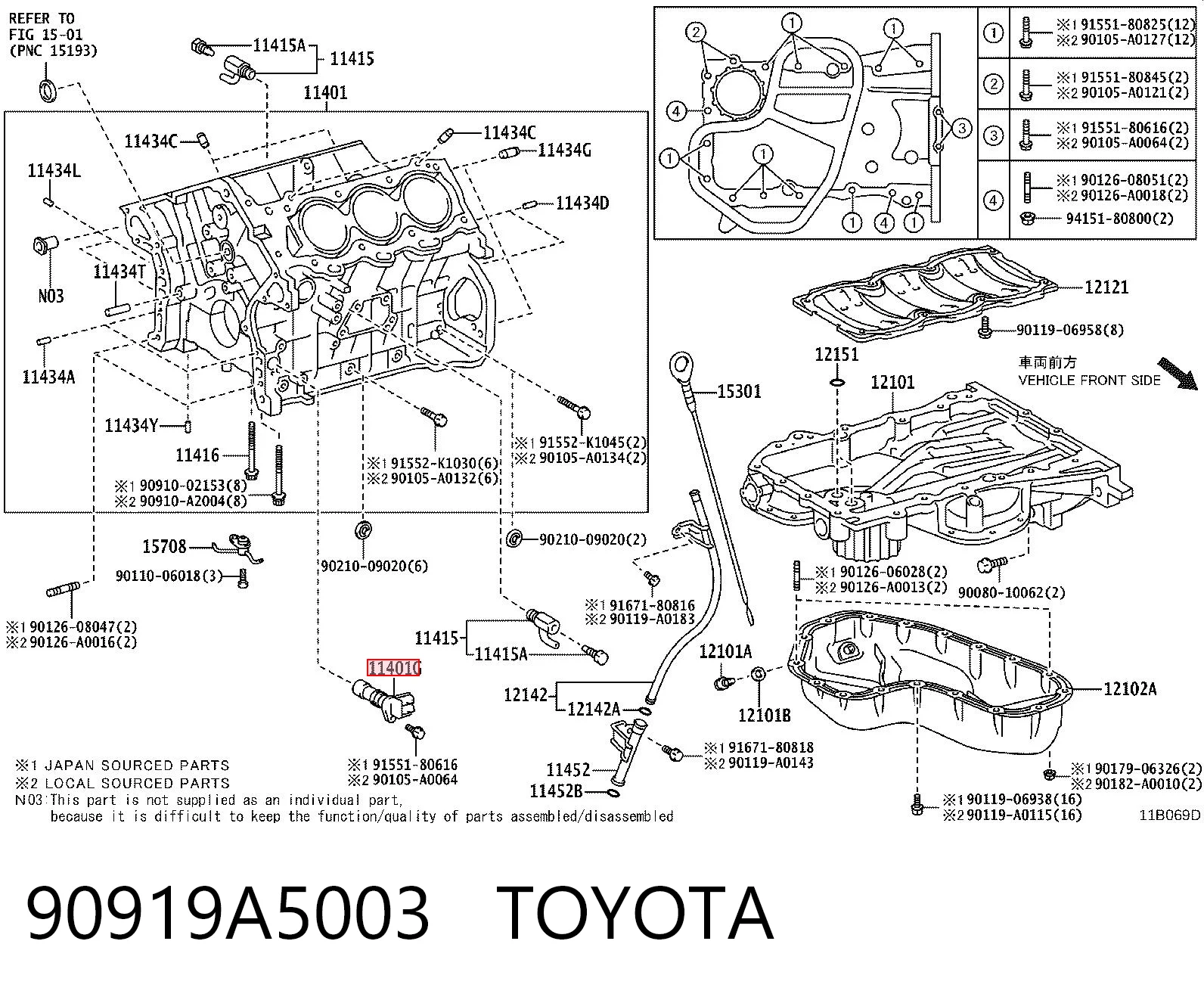 90919A5003 Toyota Sensor de posición del cigüeñal