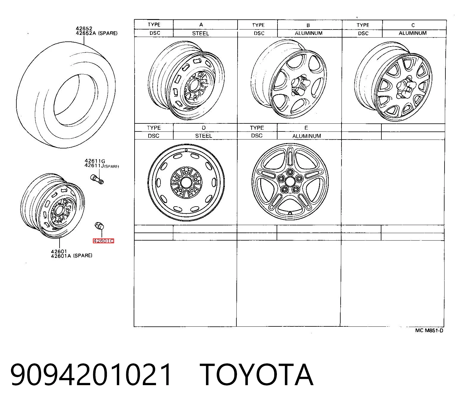 9094201021 Toyota Perno de rueda