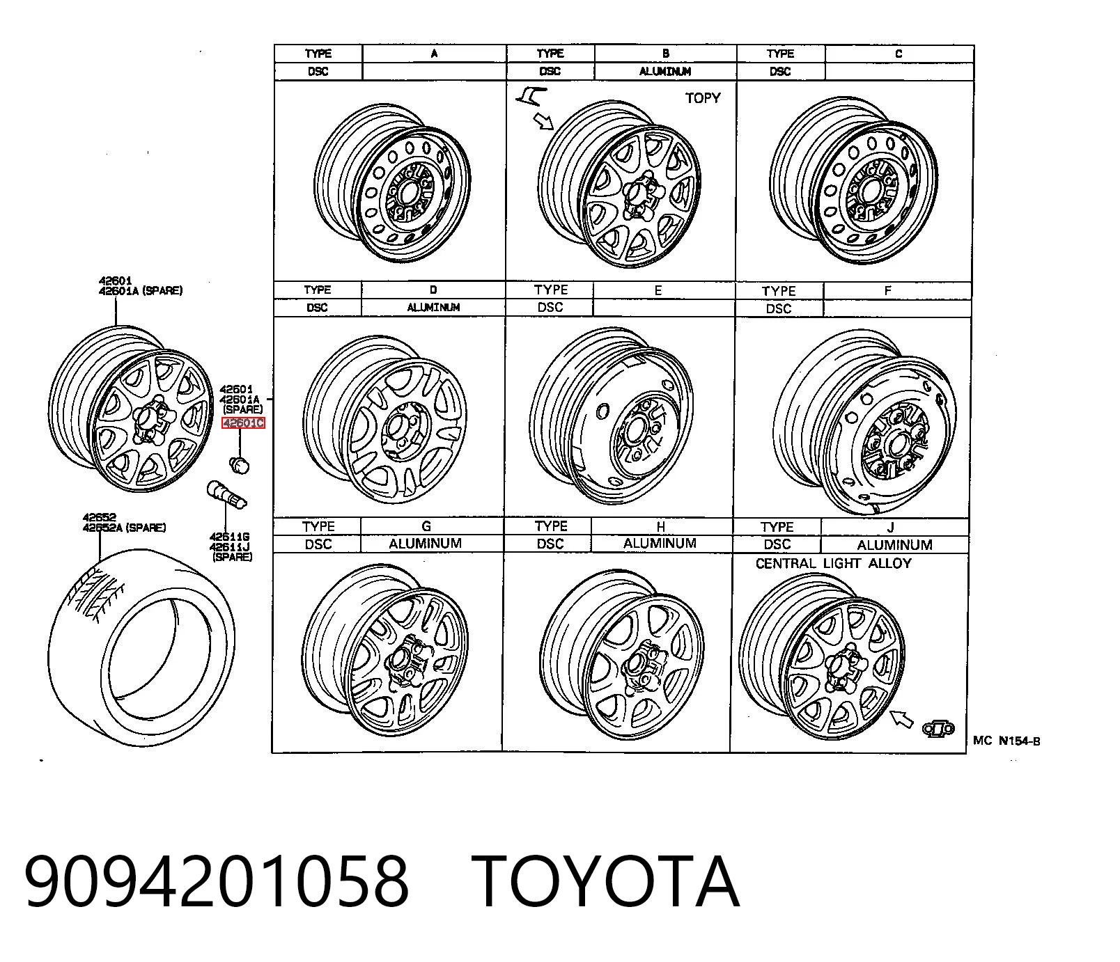 9094201058 Toyota Perno de rueda