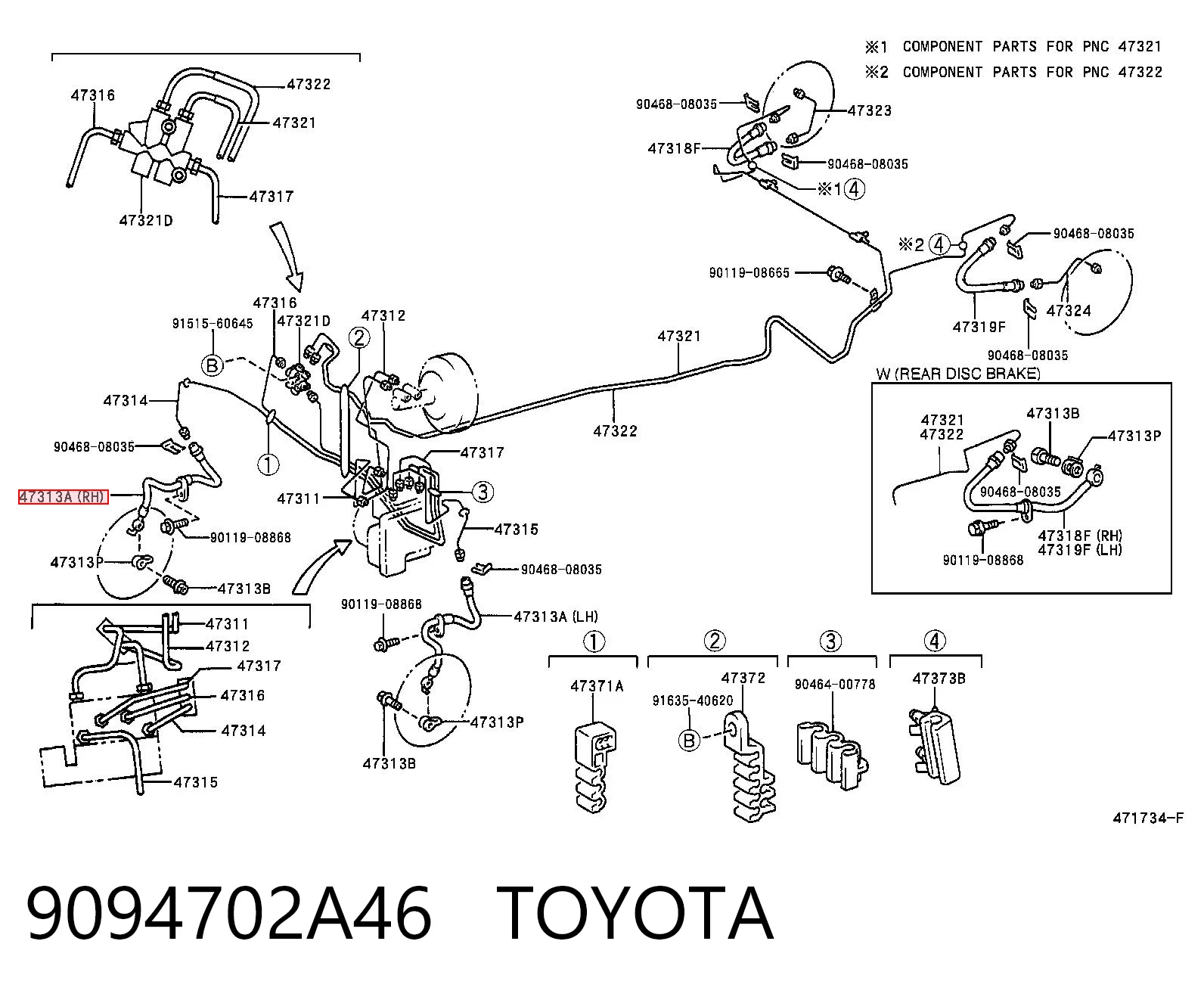 Latiguillos de freno delantero para Toyota Yaris P10