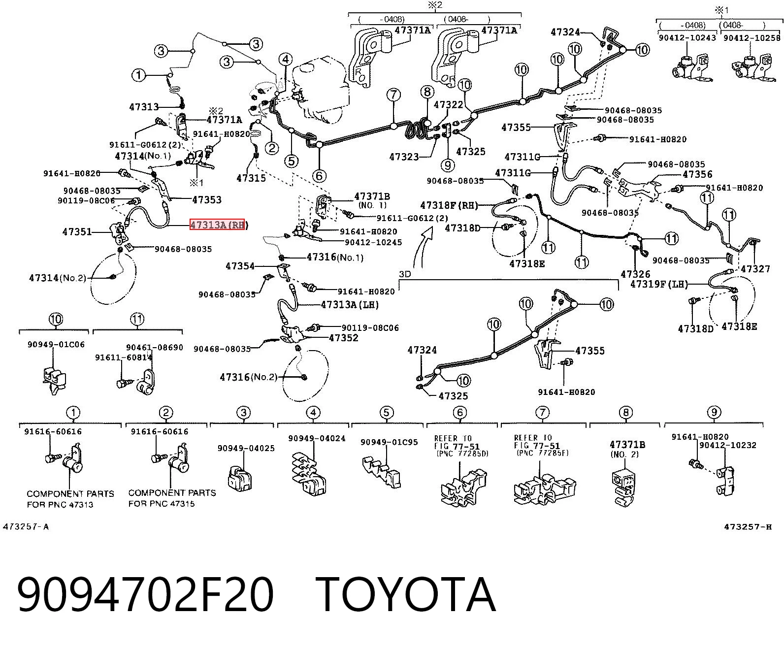 9094702F20 Toyota Tubo de frenos delantero