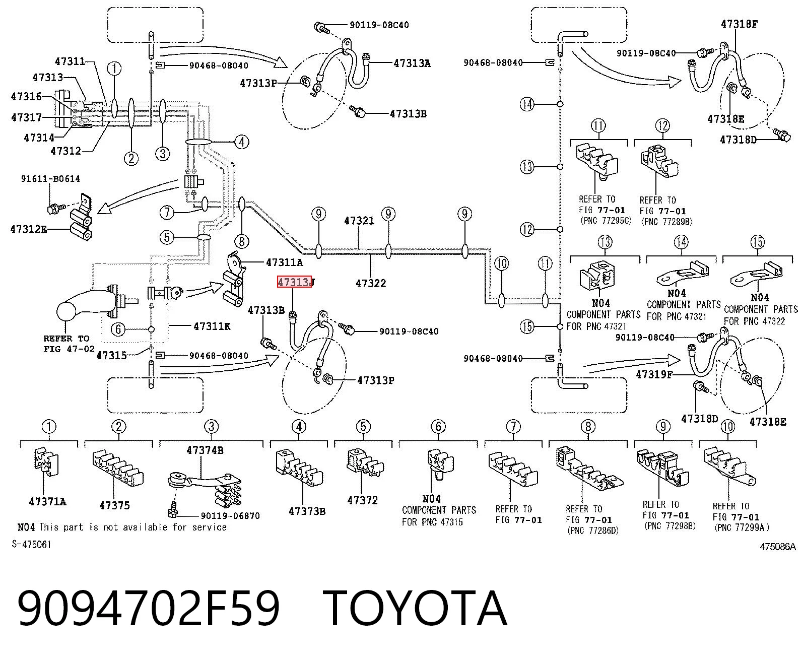 Tubo de frenos delantero Toyota Camry (2006-2014)