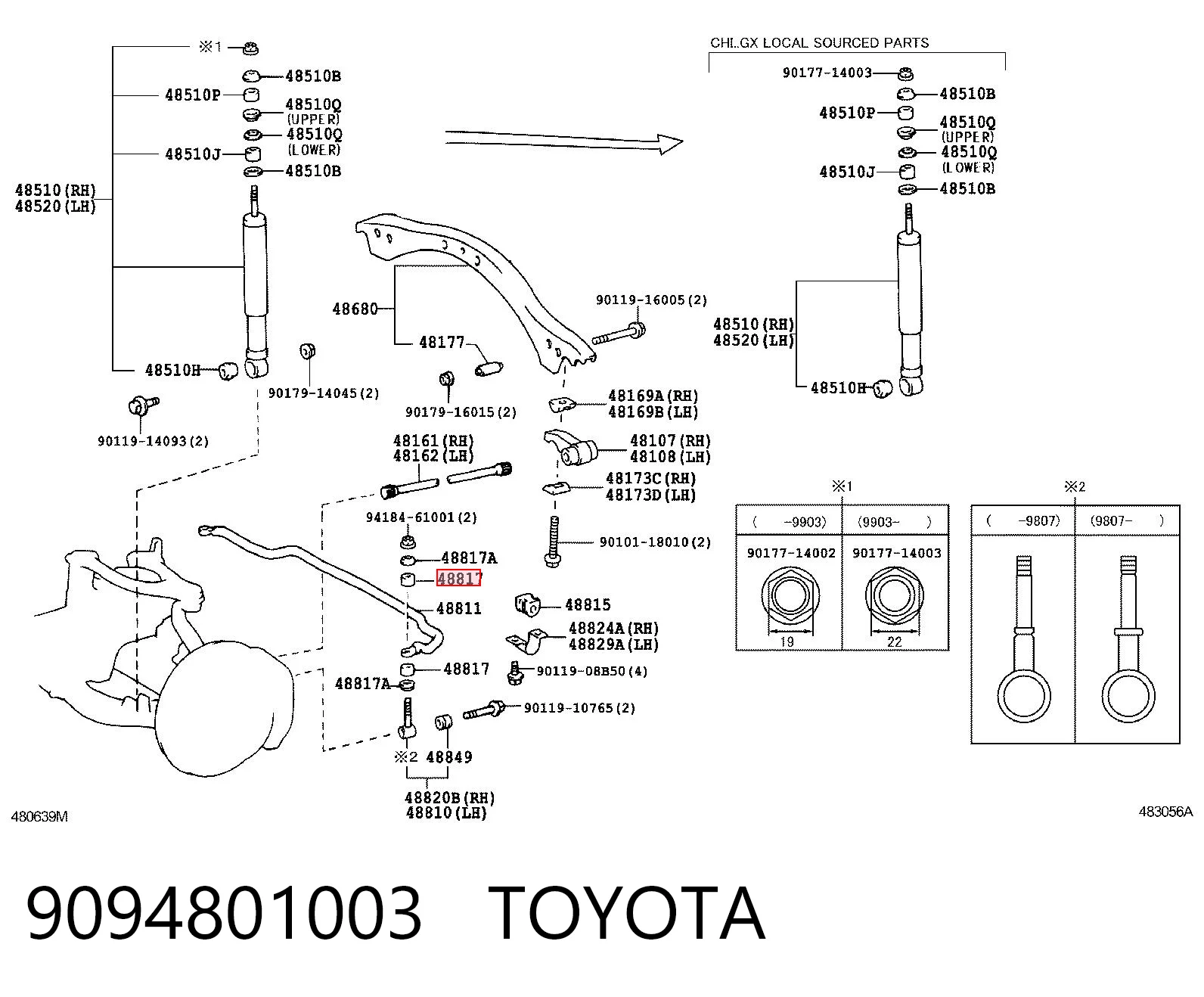 9094801003 Toyota Casquillo de bieleta estabilizadora delantera