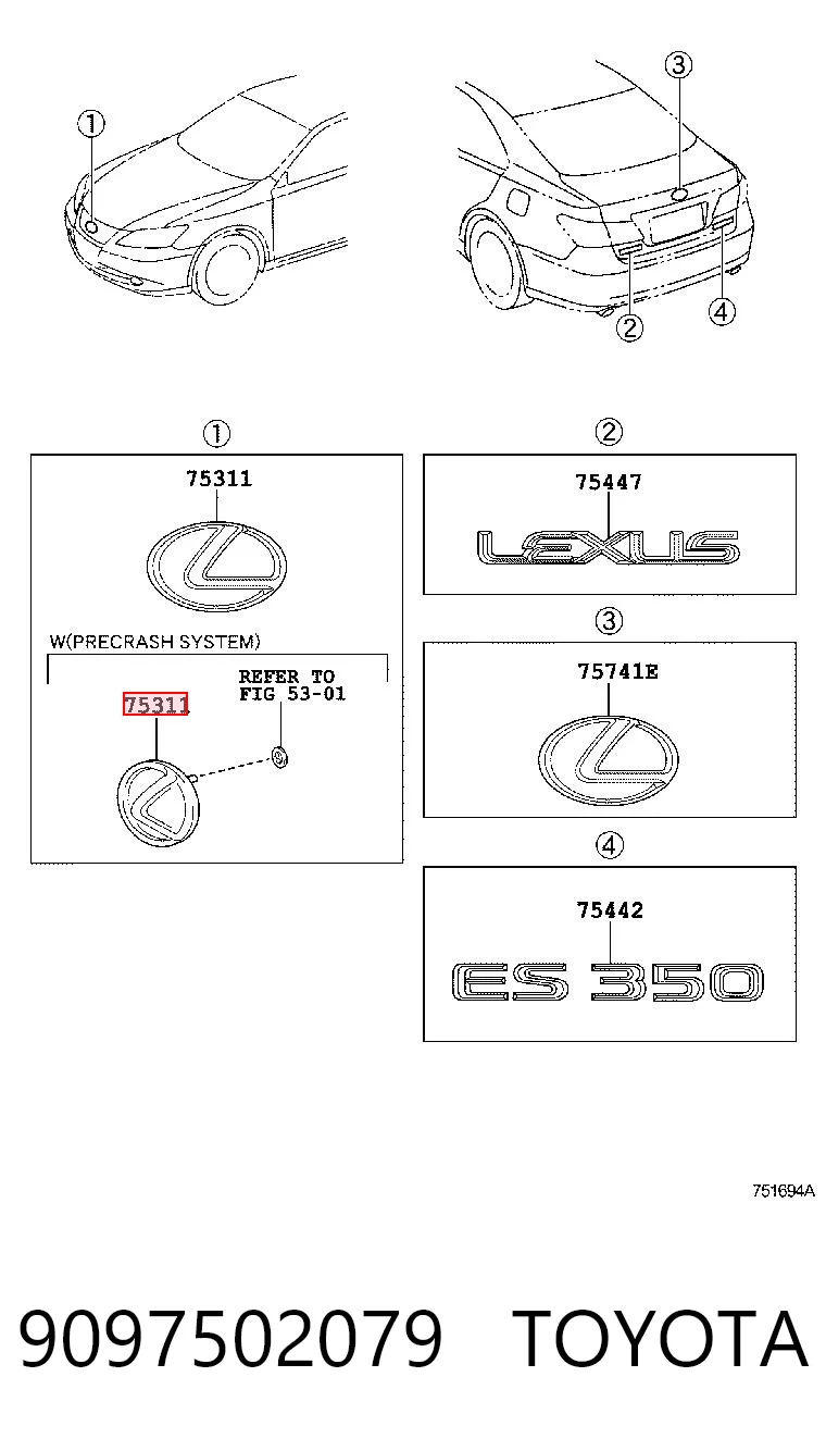 Comprar Emblema de tapa de maletero Lexus IS E2 a bajo precio