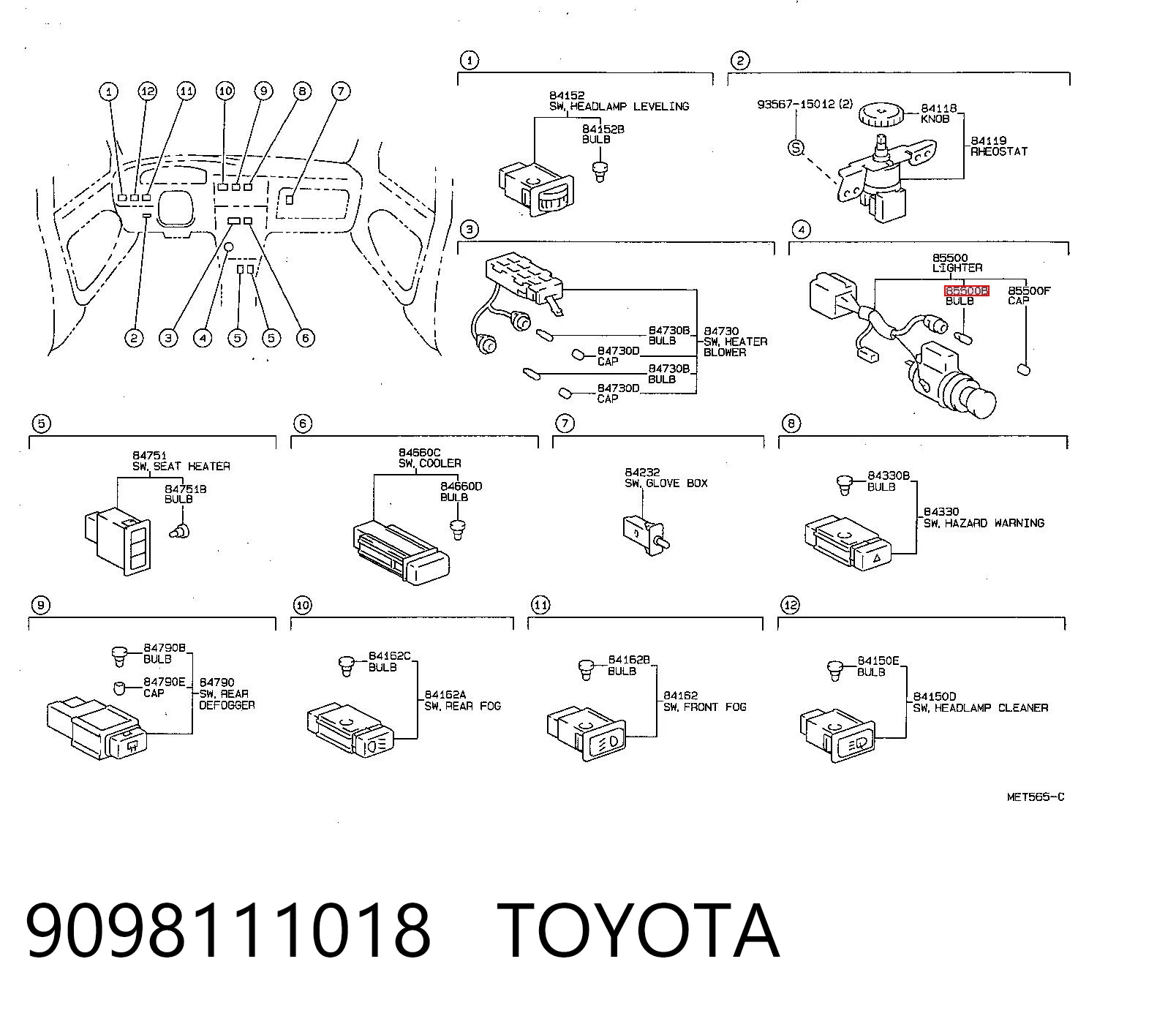 Comprar 1616431680 Peugeot/Citroen Lámpara del tablero de instrumentos