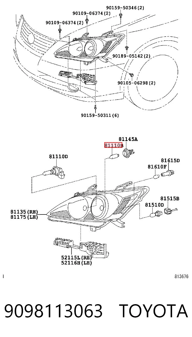 9098113063 Toyota Lámpara halógena