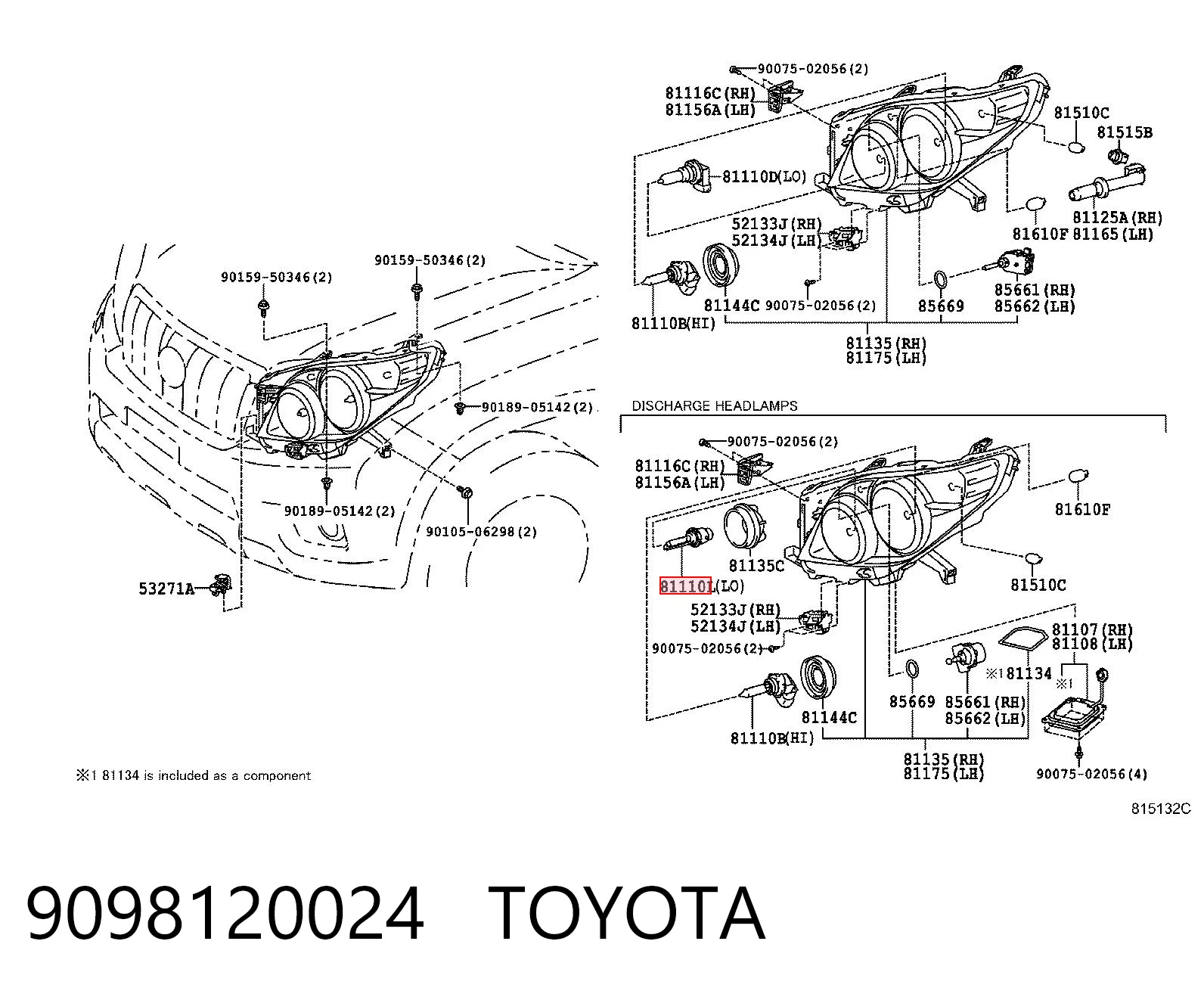 9098120024 Toyota Bombilla de xenón