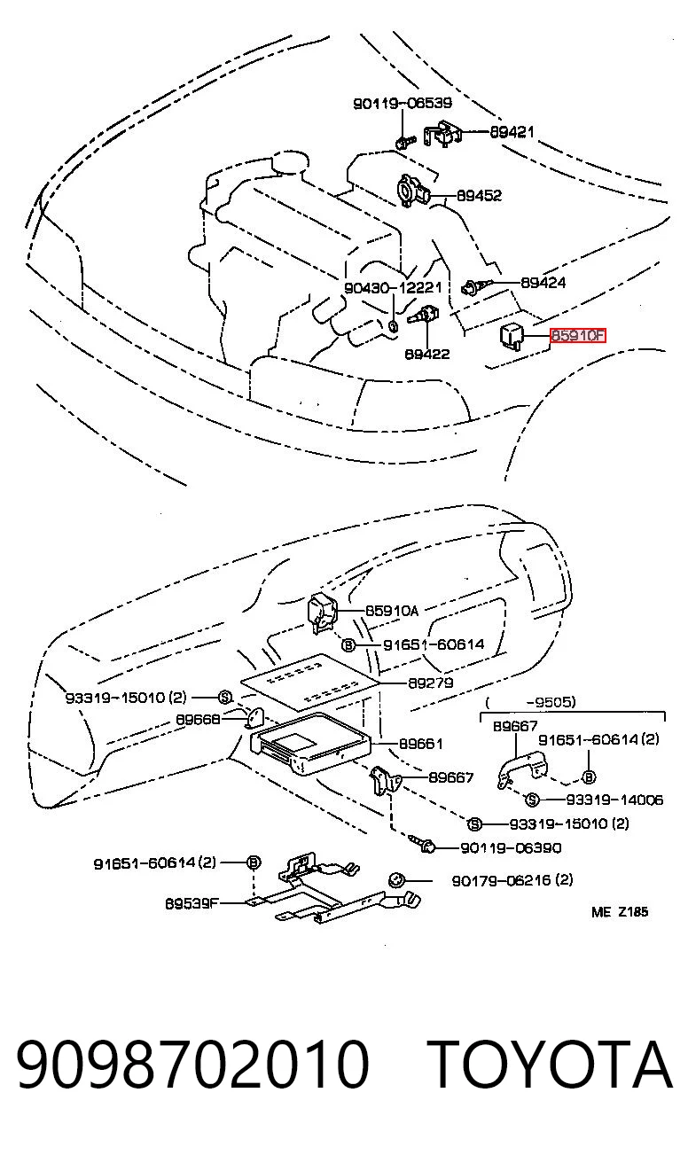 9098702010 Toyota Relé de ventilador de aire acondicionado