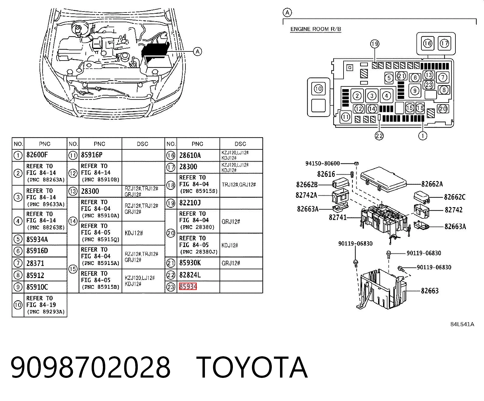 9098702028 Toyota Relé de faro antiniebla