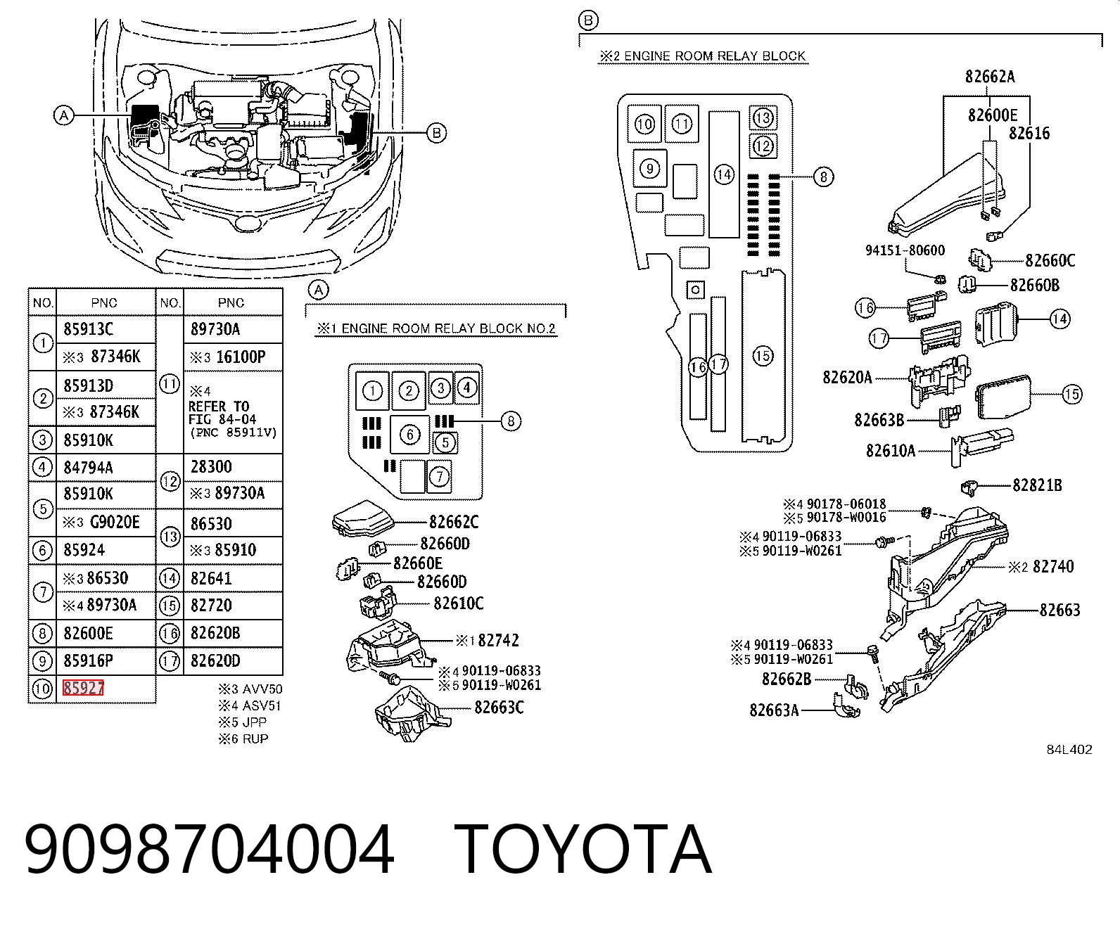 9098704004 Toyota Relé eléctrico multifuncional