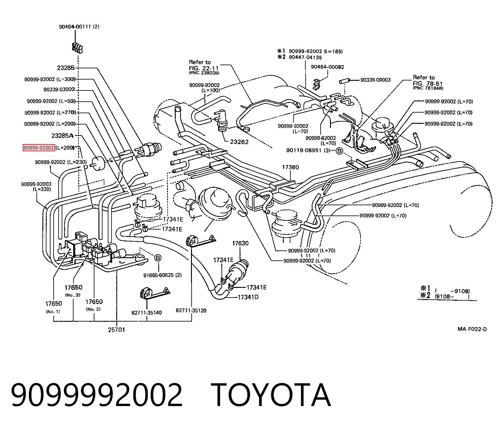 9099992002 Toyota Manguera del servofreno