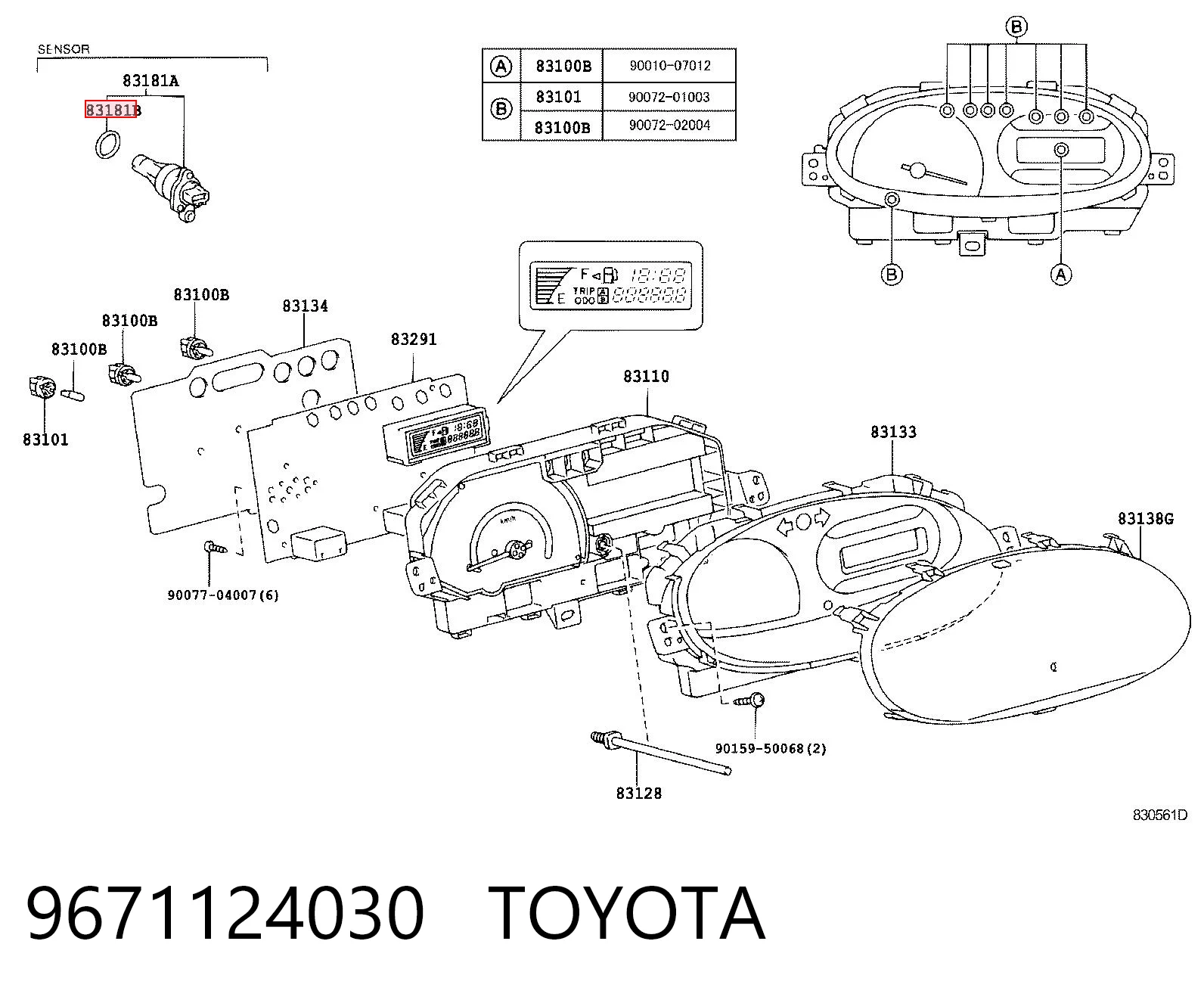 9671124030 Toyota Anillo de sellado del sensor de velocidad de la transmisión
