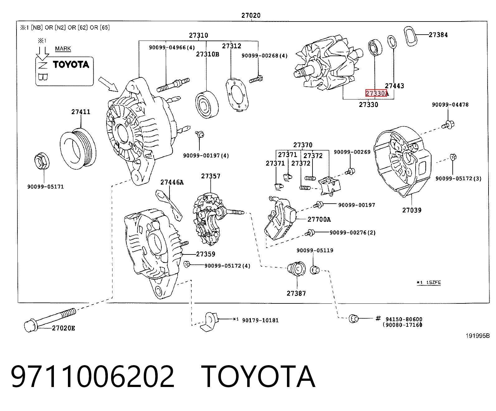 Cojinete de alternador Ford Sierra (1987-1993)