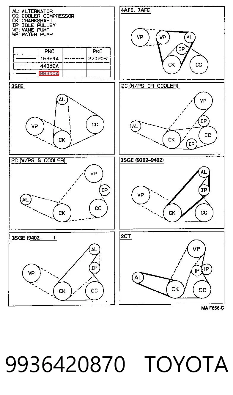 9936420870 Toyota Correa poly v