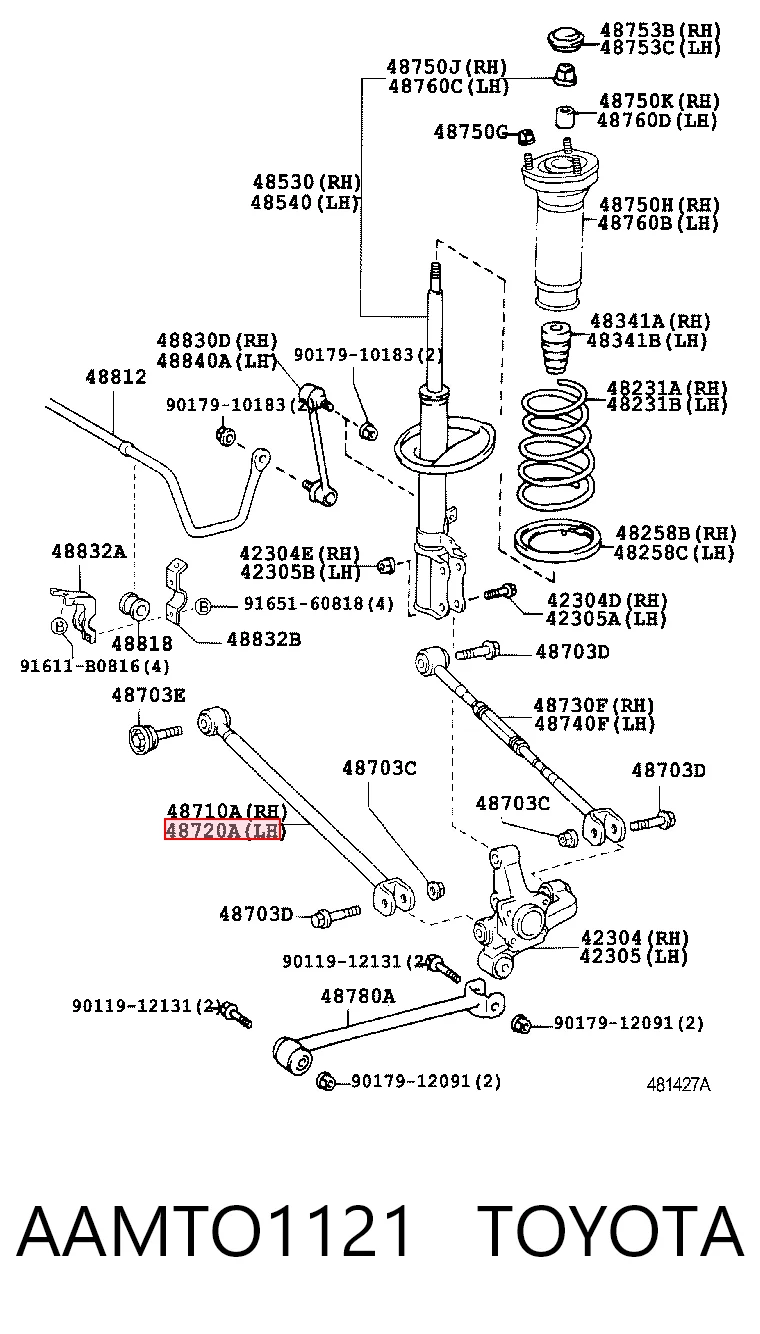 Barra transversal de la suspensión trasera AAMTO1121 TOYOTA