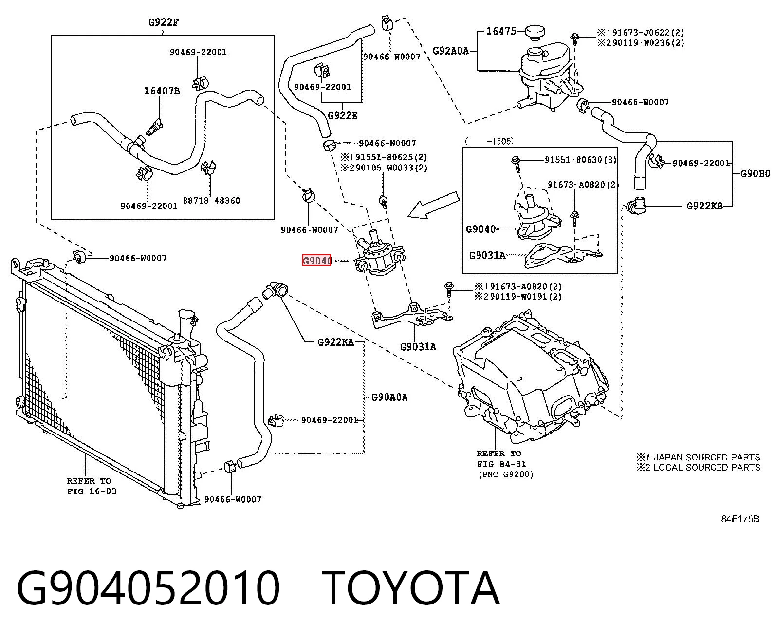 G904052010 Toyota Bomba de agua eléctrica auxiliar