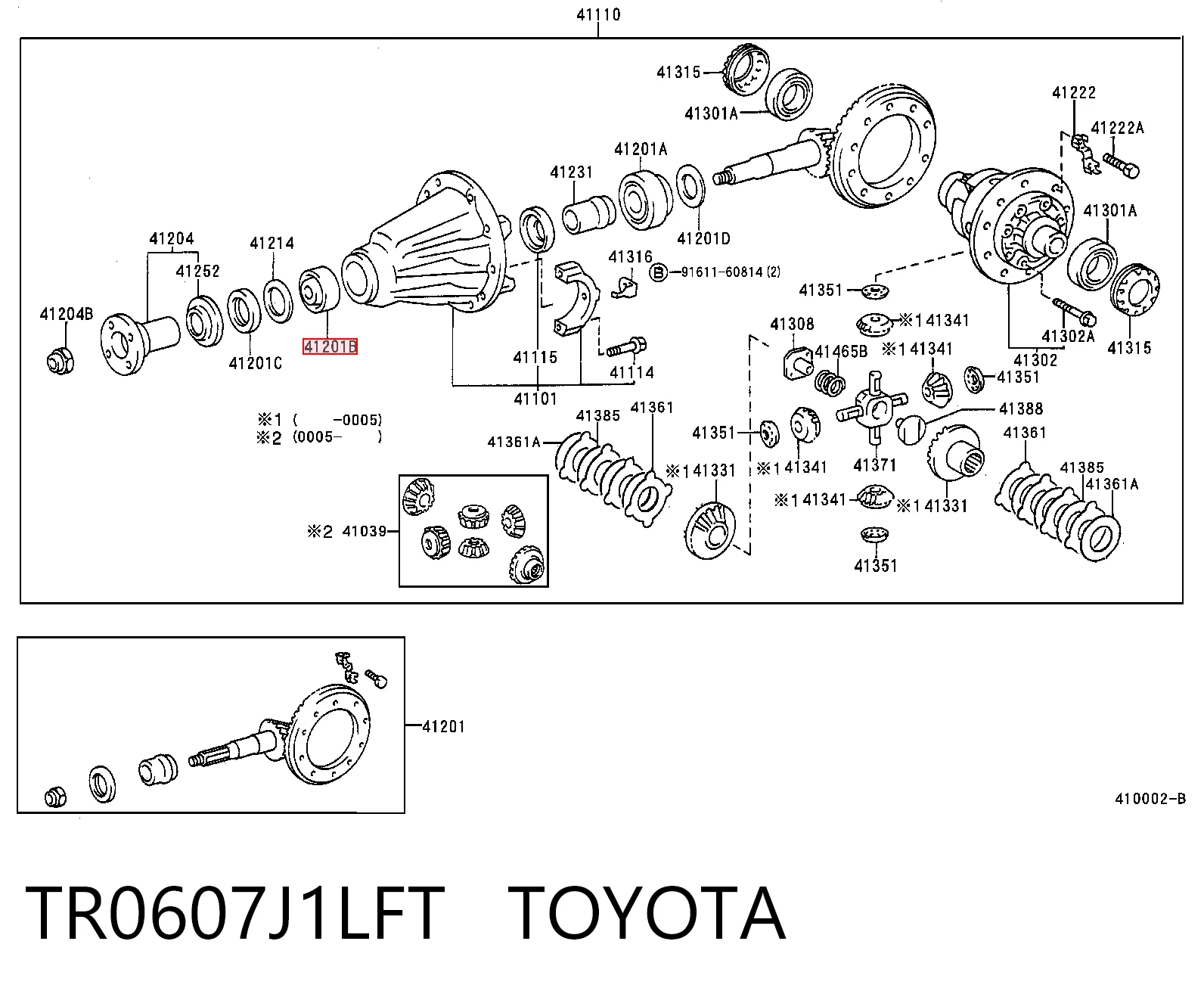 Rodamiento exterior del piñón del eje trasero TR0607J1LFT TOYOTA
