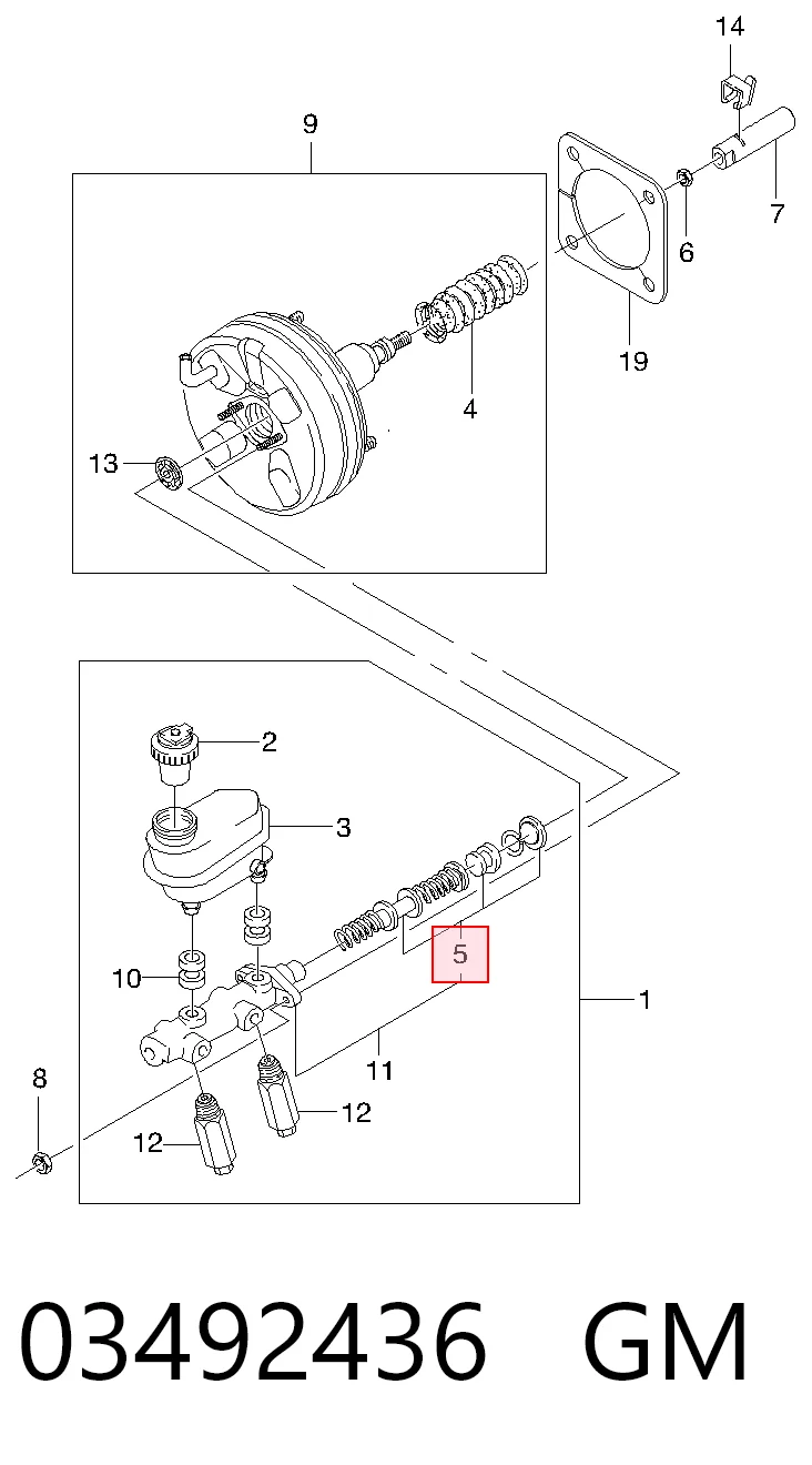 Juego de reparación cilindro de freno principal para Chevrolet Spark (Matiz)  M200, M250
