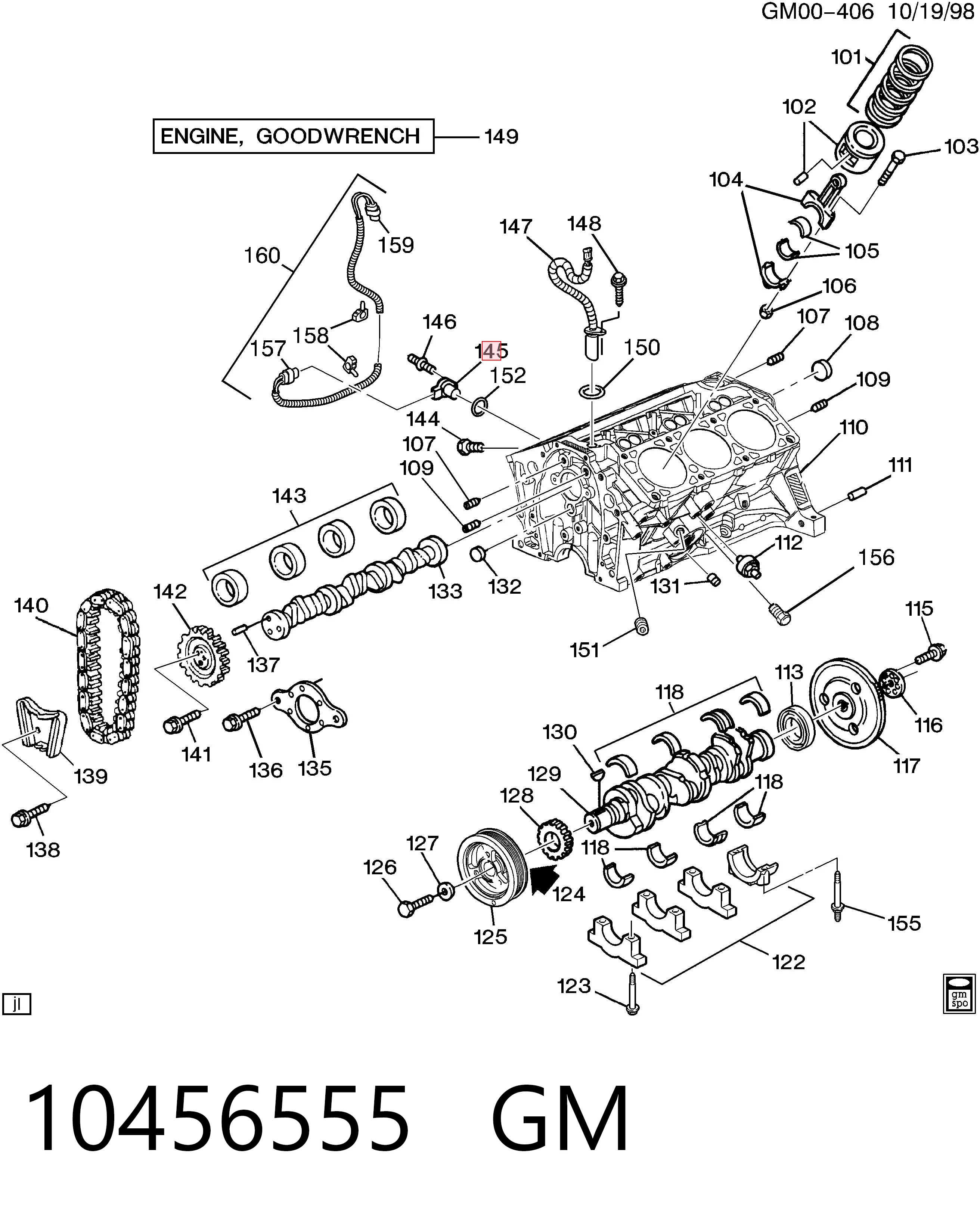 Sensor de posición del cigüeñal 10456043 OPEL
