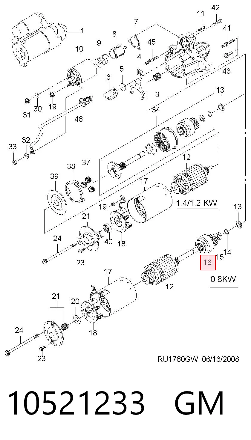 Bendix arranque Opel 10521233