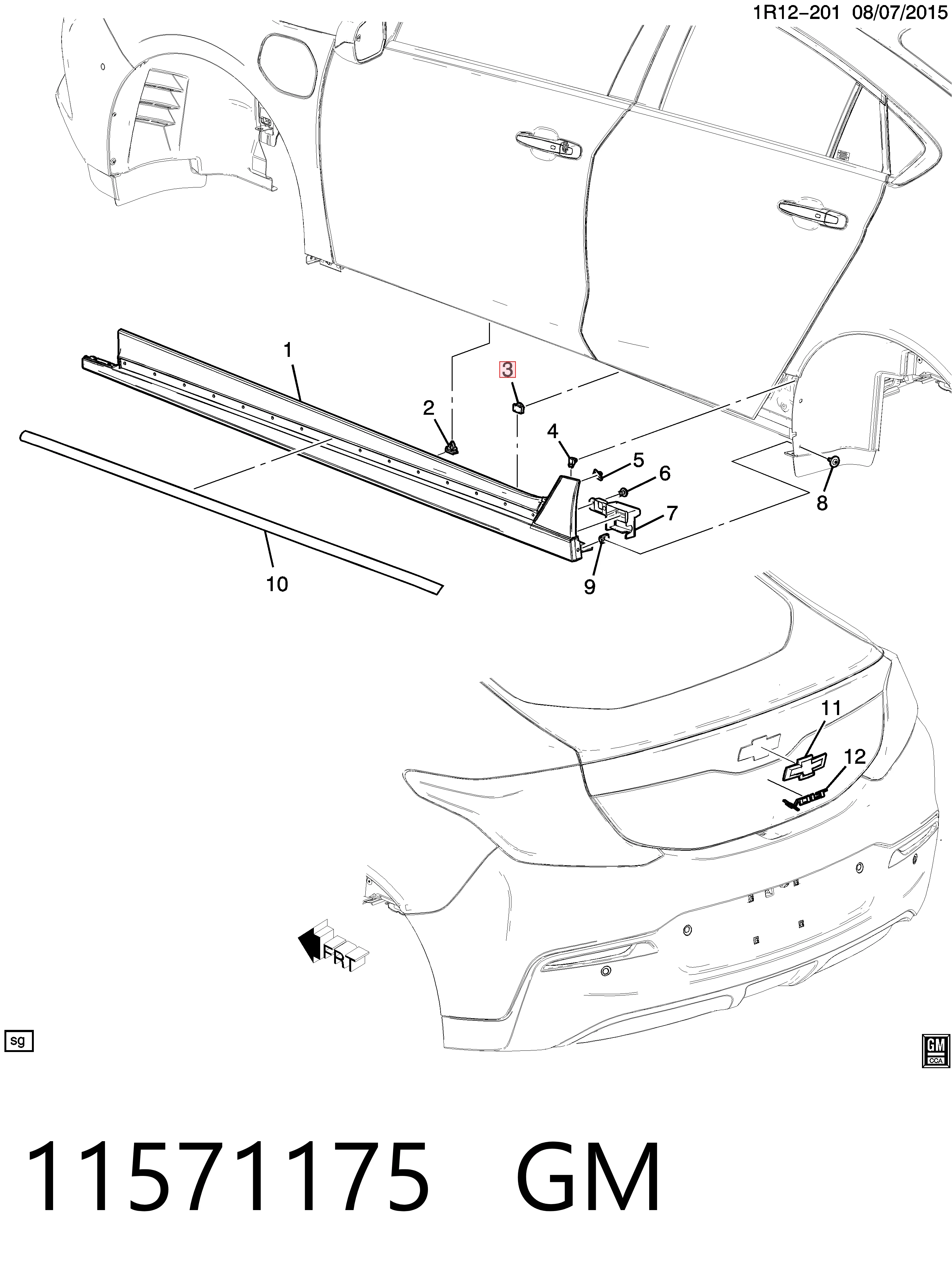 11571175 General Motors Clip de fijación de moldura de puerta